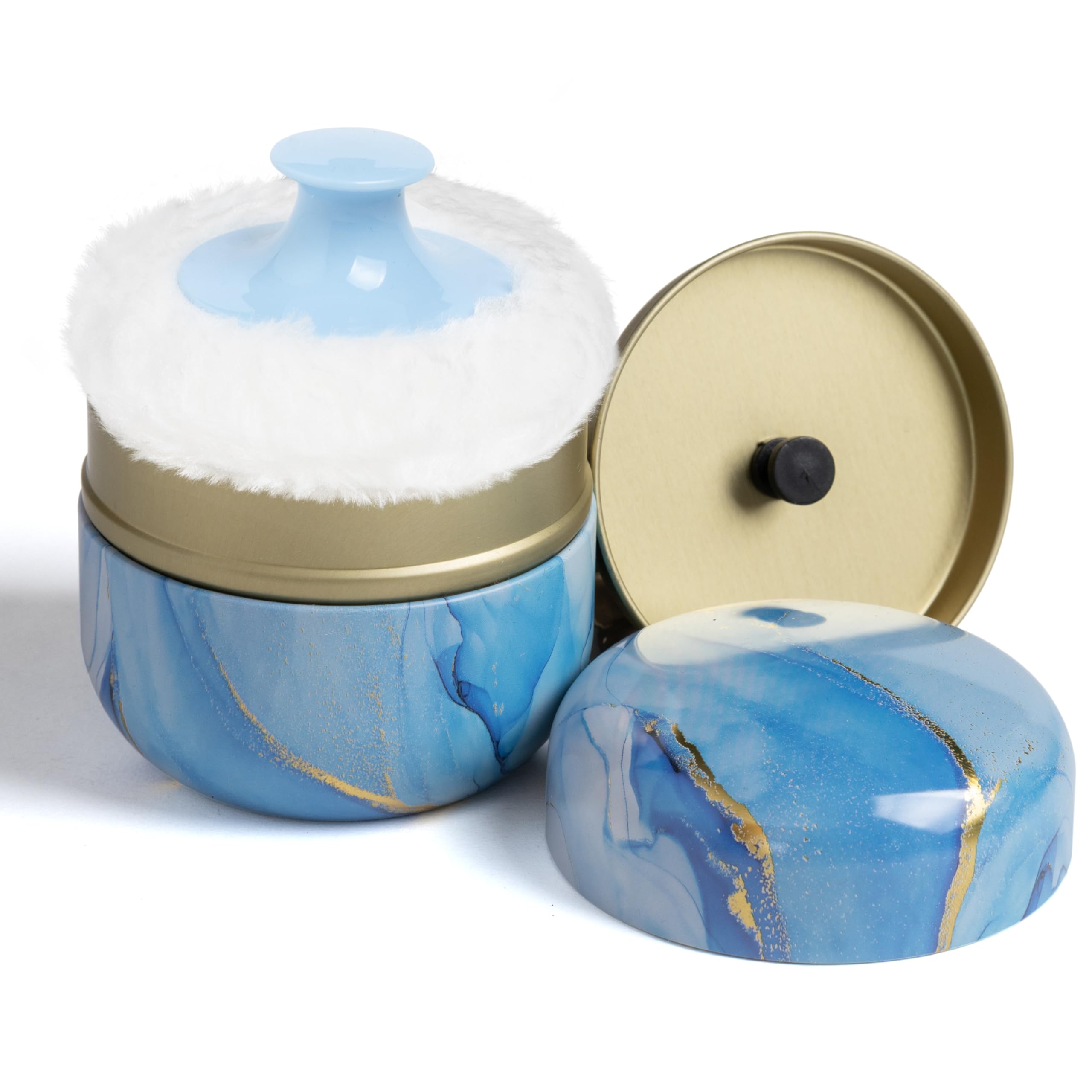 Premium Body Powder Puff & Container Set for Women & Baby - Travel-Friendly Loose Powder Case with Soft Puff (Glacier Blue) | Perfect for Makeup Touch-Ups, Baby Care & On-the-Go Use