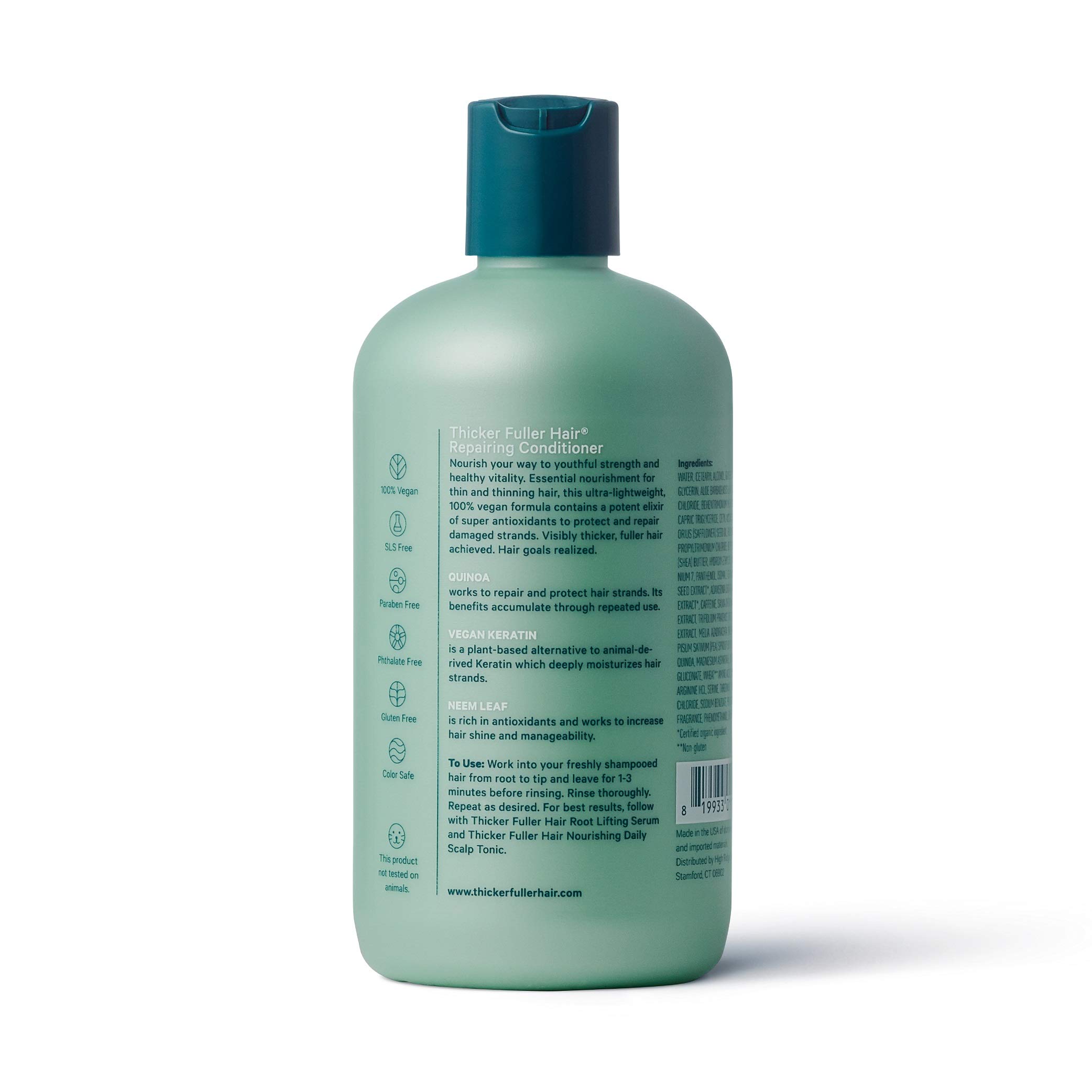 Thicker Fuller Hair Repairing Conditioner - 12 Oz for Damaged & Thin Hair | Natural Green Formula | Deep Hydration & Volume Boost | Perfect for Daily Hair Care & Styling