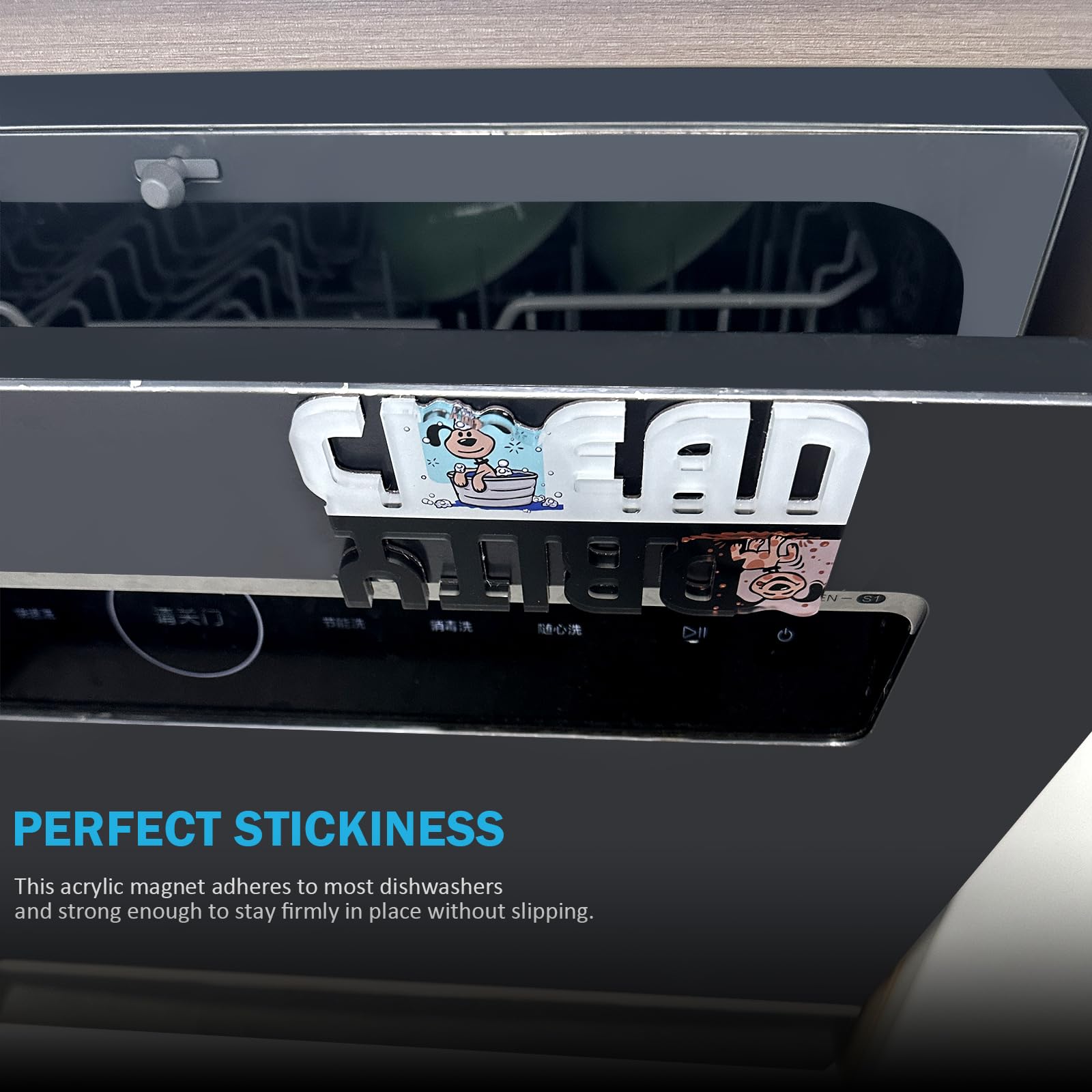 Double-Sided Dishwasher Magnet - Dog Themed Clean/Dirty Sign for Kitchen, Waterproof Flip Indicator for Dishwashers - Perfect for Pet Lovers & Organized Homes