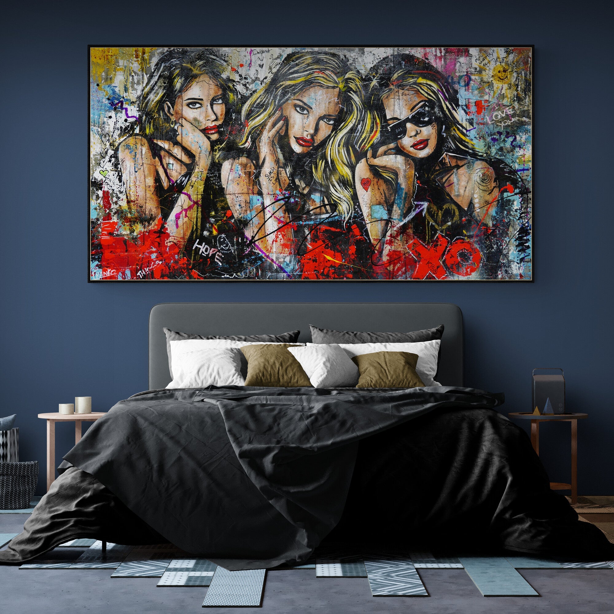 190cm x 100cm Sexy Concrete Textured Street Art Painting of Goddesses - Modern Wall Decor for Living Room, Bedroom & Office