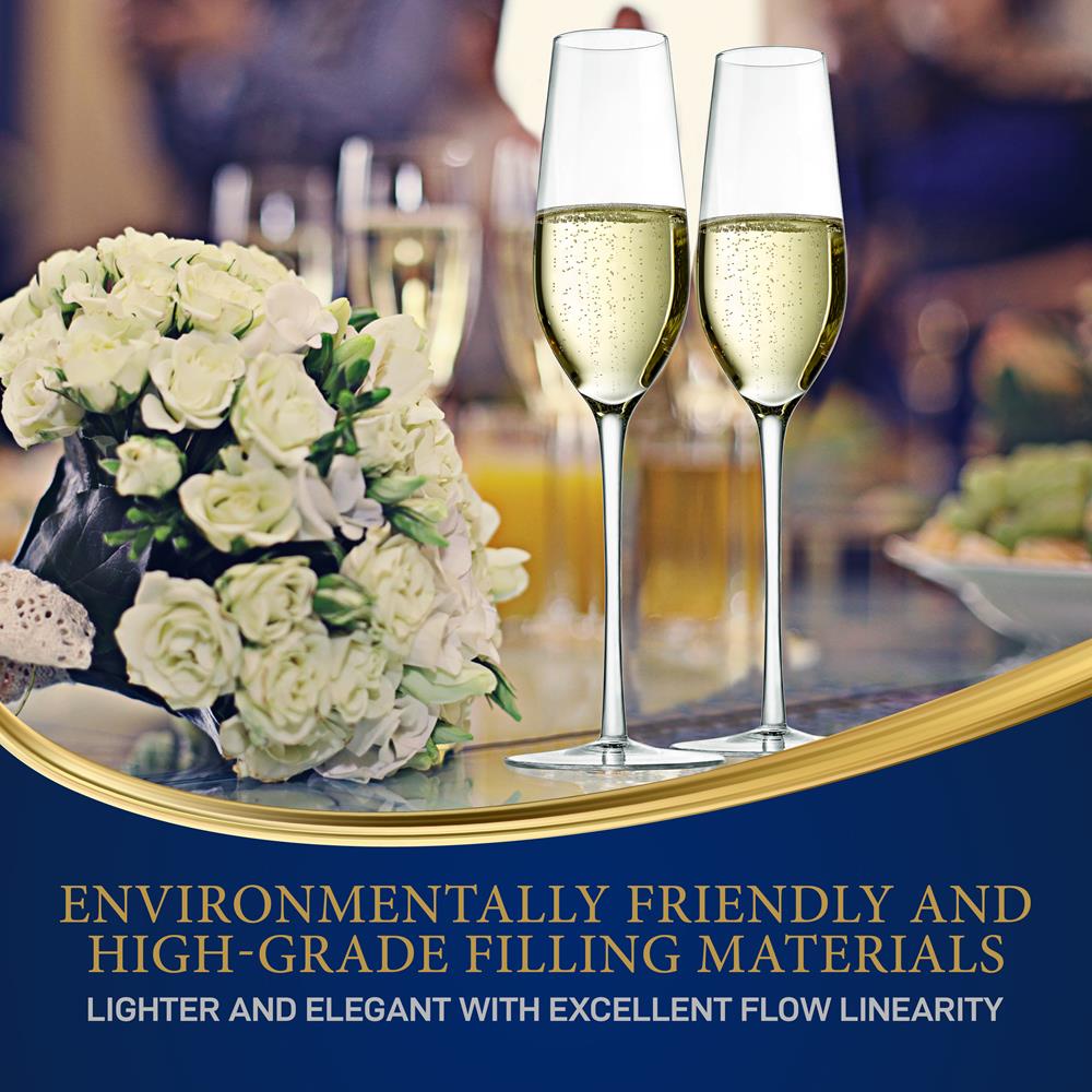 Premium Crystal Champagne Flutes Set of 4 - Elegant Wedding & Party Glassware for Toasting, Celebrations & Romantic Dinners - Dishwasher Safe & Lead-Free