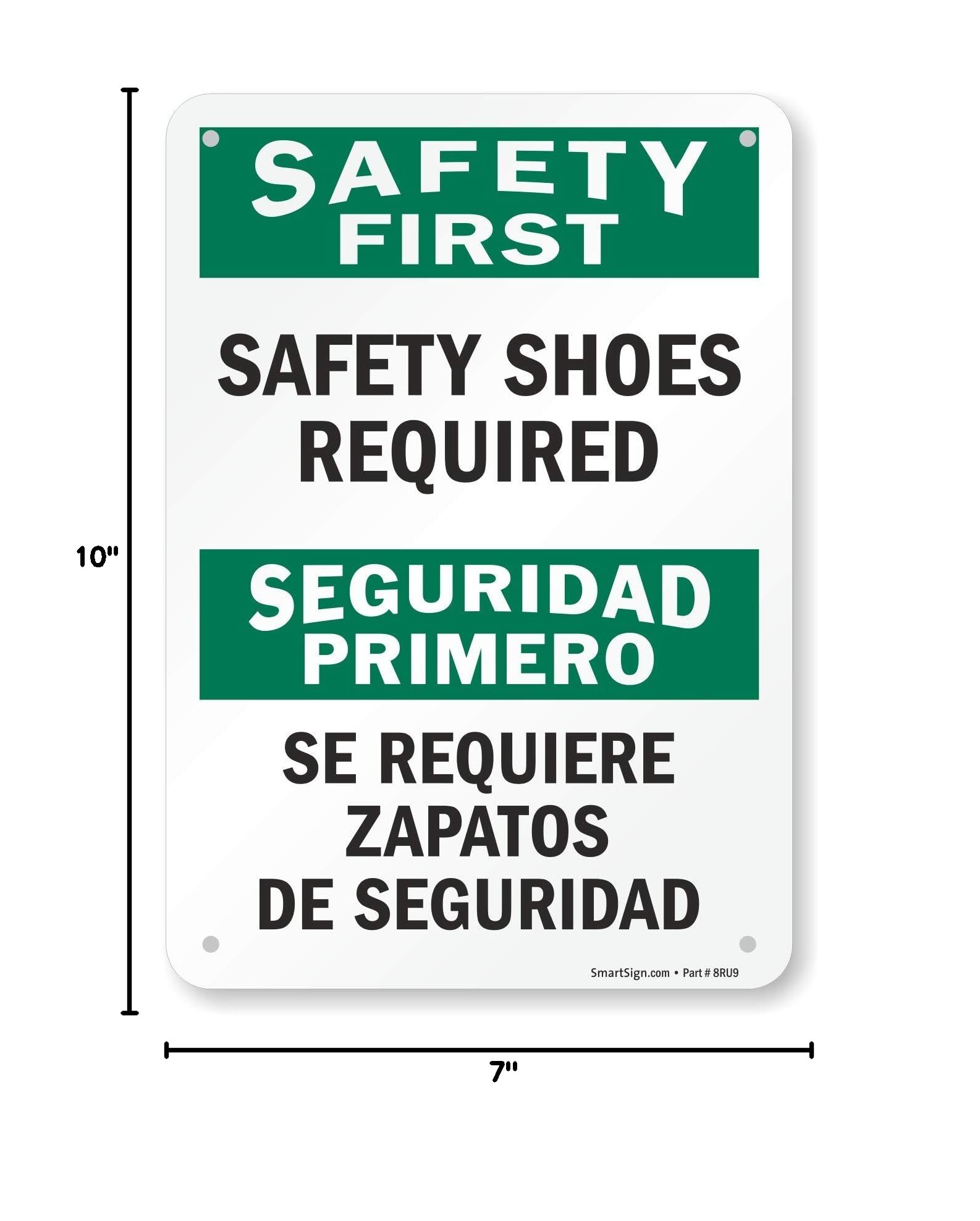 SmartSign Bilingual 'Safety First - Safety Shoes Required' Sign | 7