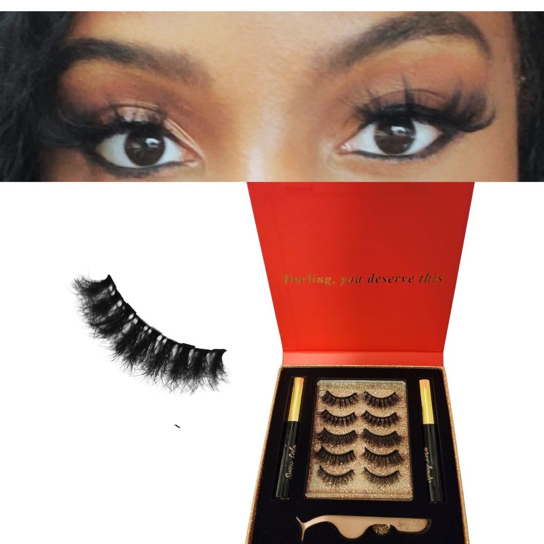 7D Fluffy Magnetic Mink Eyelashes Kit - Vegan Faux Mink Lashes with D Curl, Magnetic Eyeliner for Long-Lasting Wear | Perfect for Parties, Weddings & Special Occasions