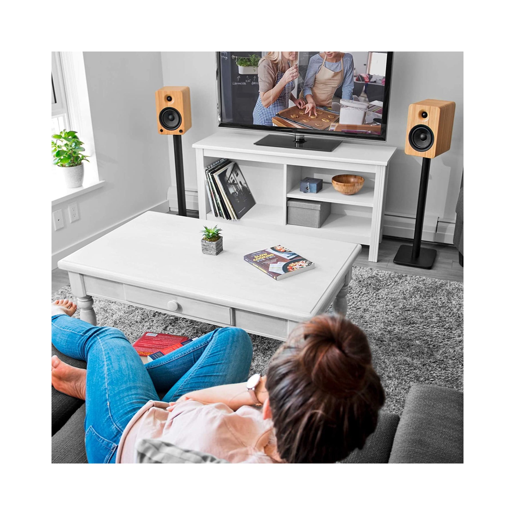 Kanto SP32PL 32-Inch Speaker Floor Stands - Heavy Duty, Adjustable Height for Home Theater & Studio Monitors | Open Box Clearance Sale | Perfect for Surround Sound & Audiophile Setups