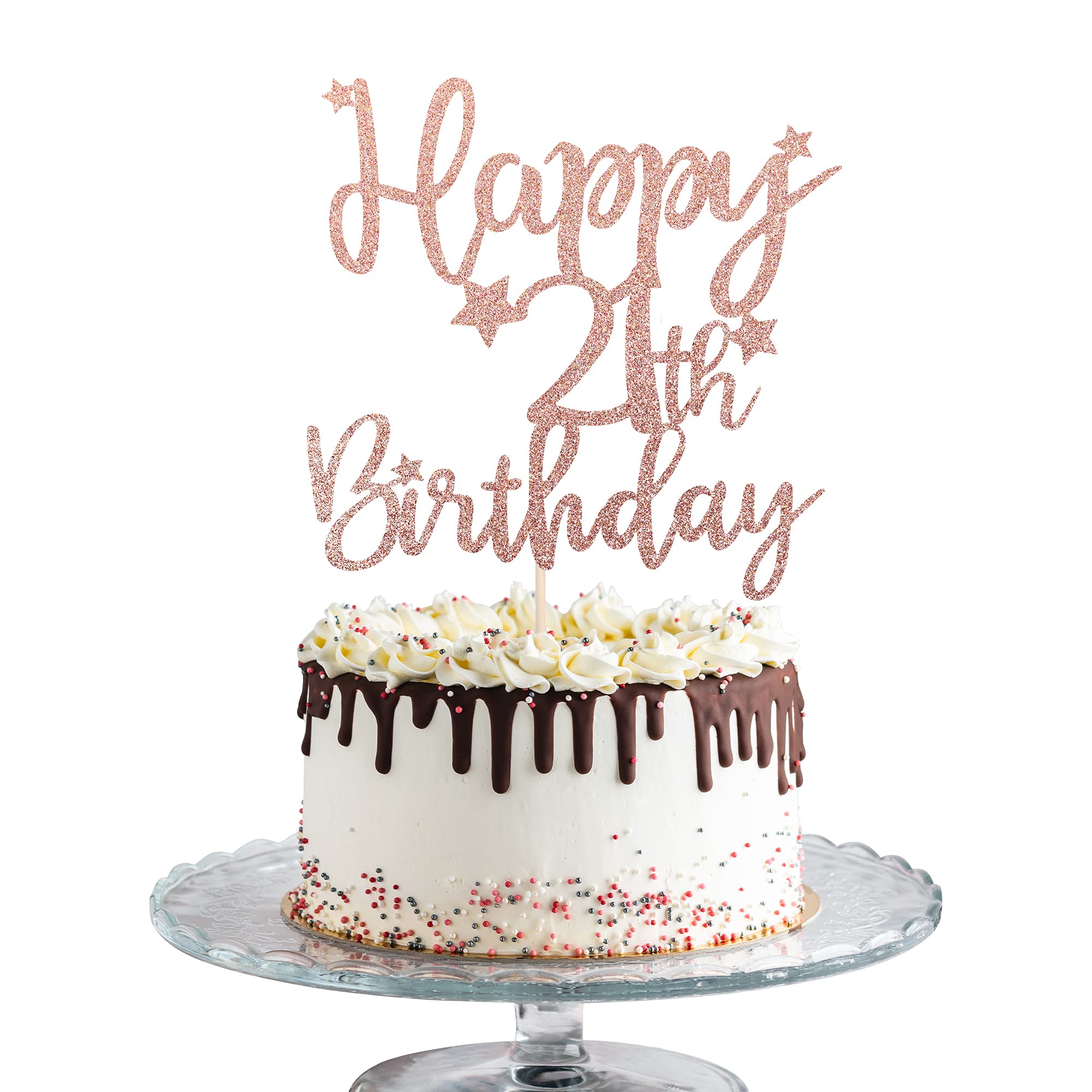 3 PCS Happy 21st Birthday Cake Topper Set - Glitter 'Hello 21', 'Legal Cheers to 21 Years', '21 & Fabulous' Cake Picks - Rose Gold Party Decorations for 21st Birthday & Anniversary Celebrations - Perfect for Cakes, Cupcakes, and Dessert Tables