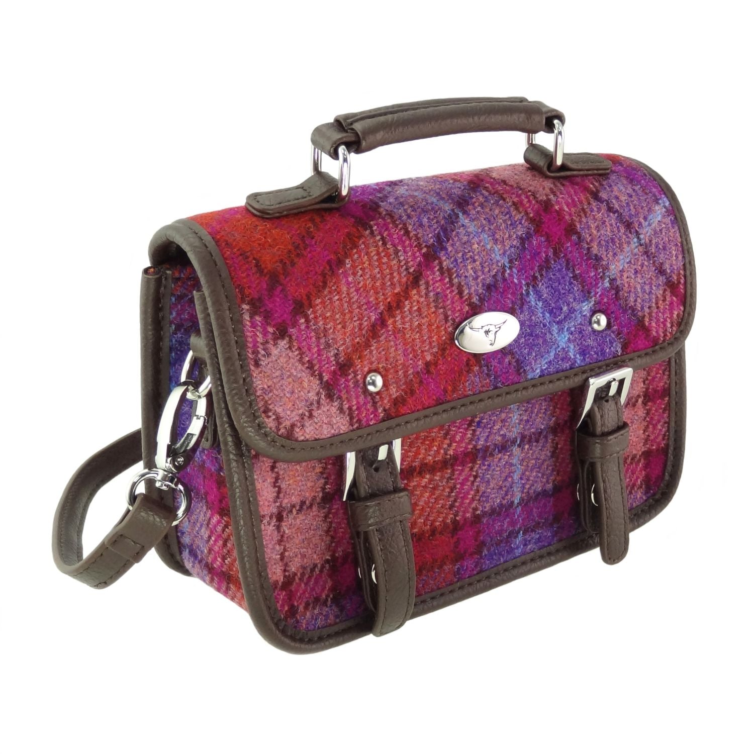 Bervie Harris Tweed Mini Satchel Handbag for Women - 6 Color Options | Vintage Style Crossbody Purse for Work, Travel & Everyday Use