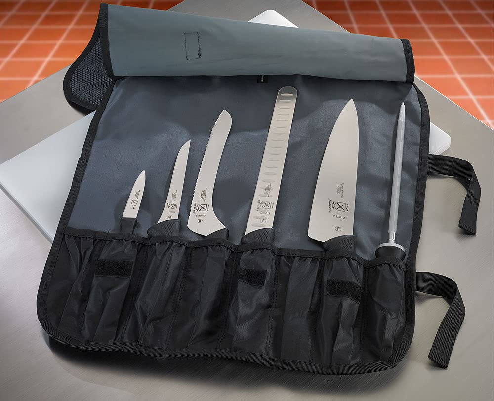**Mercer Culinary Millennia 7-Piece Knife Roll Set – Professional Chef Knives with Storage Case – Perfect for Home Cooks & Professional Chefs – Ideal for Kitchen, Culinary School & Catering**