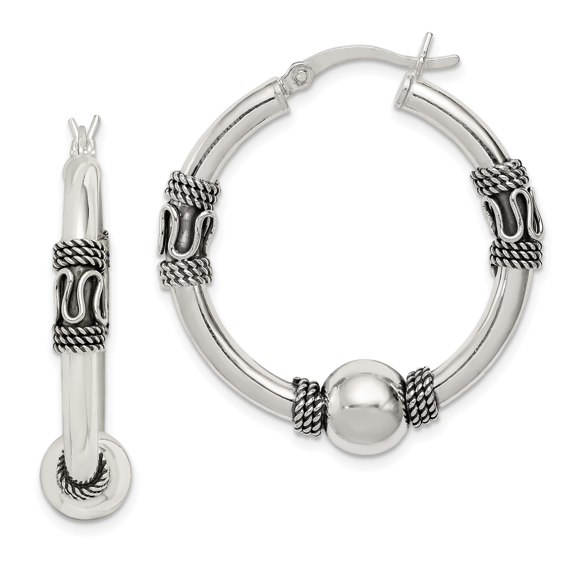 Vintage 925 Sterling Silver Medium Round Hoop Earrings for Women - Classic Elegant Jewelry for Everyday Wear, Parties & Gifts