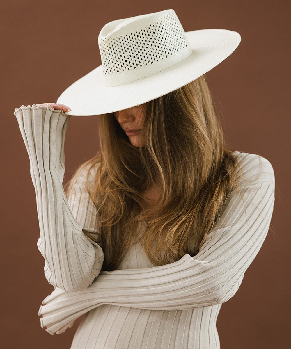 Nell Vented Fedora Straw Hat for Women - Breathable Summer Sun Hat with Wide Brim - Perfect for Beach, Garden, and Outdoor Activities