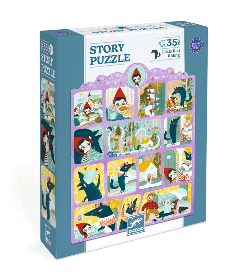 35-Piece Little Red Riding Hood Story Puzzle by Djeco - Educational Wooden Jigsaw Puzzle for Kids, Perfect for Storytelling & Early Learning Activities