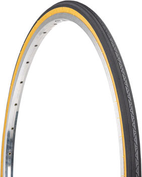 Kenda Street K35 Bike Tire - 27 x 1 1/4 Inch Clincher Wire Bead, Black/Tan, 22 TPI - Perfect for Urban Commuting & Road Bikes