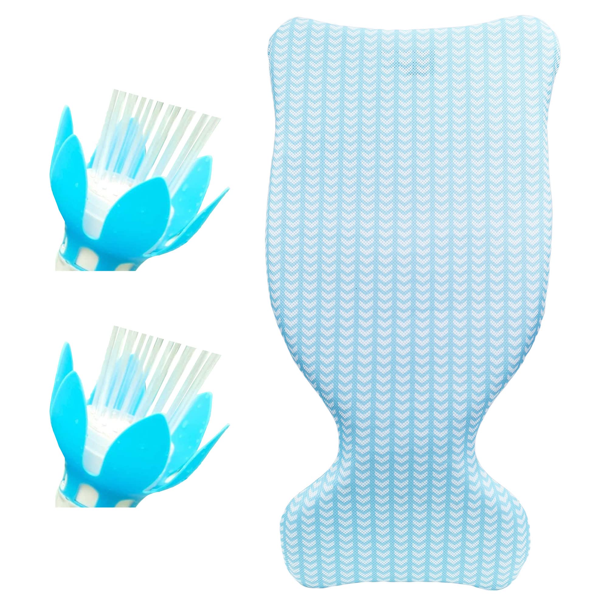 VMInnovations Magic Pool Fountain - Water Powered Swimming Pool Fountain with Multicolor LED Light (2 Pack) | Comfy Single Person Saddle Pool Float in Blue Chevron Design | Perfect for Backyard Pools, Summer Parties & Relaxation