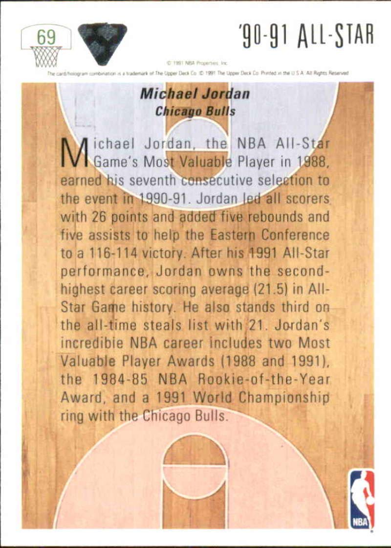1991-92 Upper Deck #69 Michael Jordan All-Star NM-MT Chicago Bulls Basketball Card - Perfect for Collectors, Sports Memorabilia Displays & NBA Fan Gifts