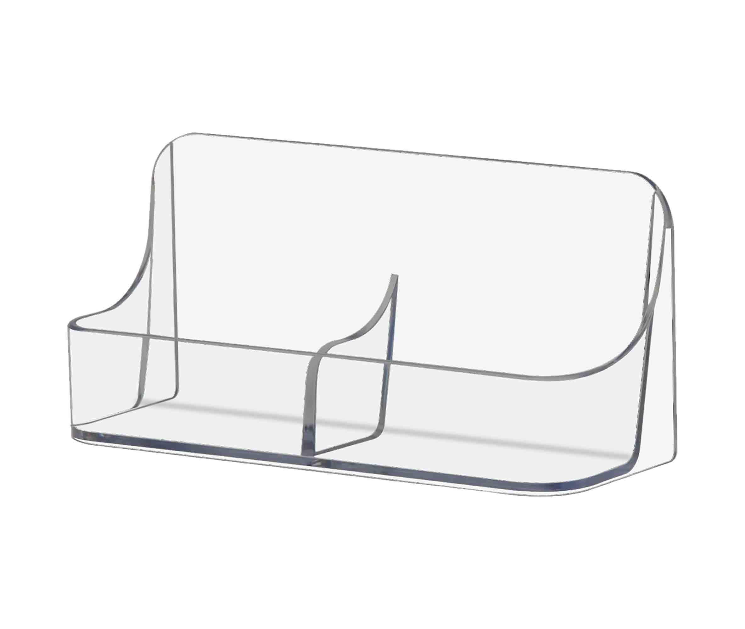 12 Pack Clear Acrylic Business Card Holders - Vertical Desk Name Card Display Stand & Organizer - Perfect for Office, Reception, Trade Shows & Retail Stores