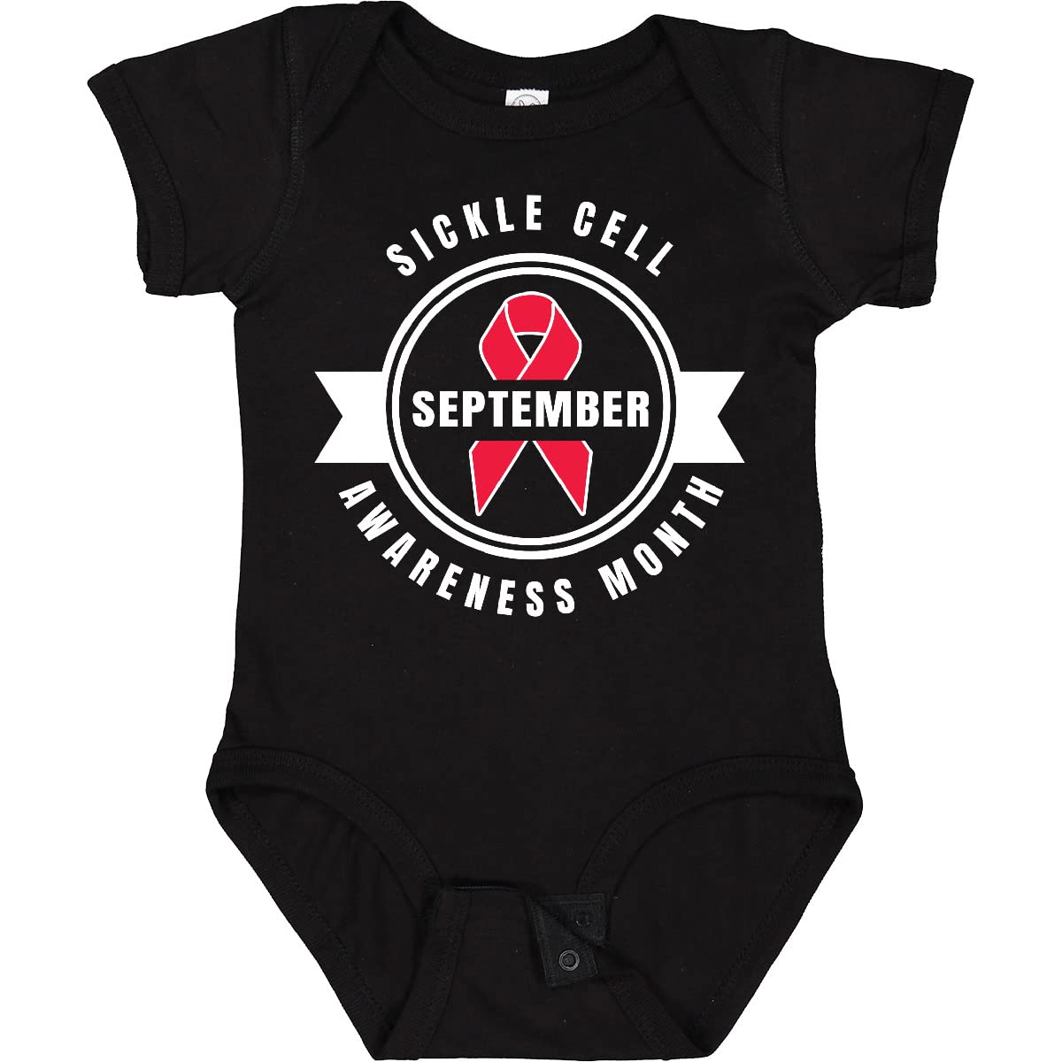 Inktastic Sickle Cell Awareness Month September with Red Ribbon Baby Bodysuit - Comfortable Infant Onesie for Awareness Events, Fundraisers & Supportive Parenting