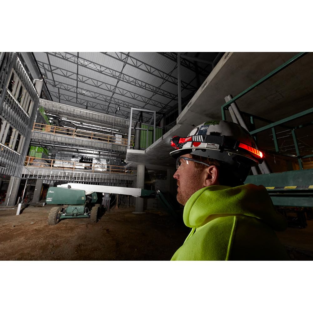 Milwaukee 2116-21 USB Rechargeable Hard Hat Light - Bright LED Headlamp for Construction, Mining & Night Work - Waterproof Safety Helmet Light for Workers