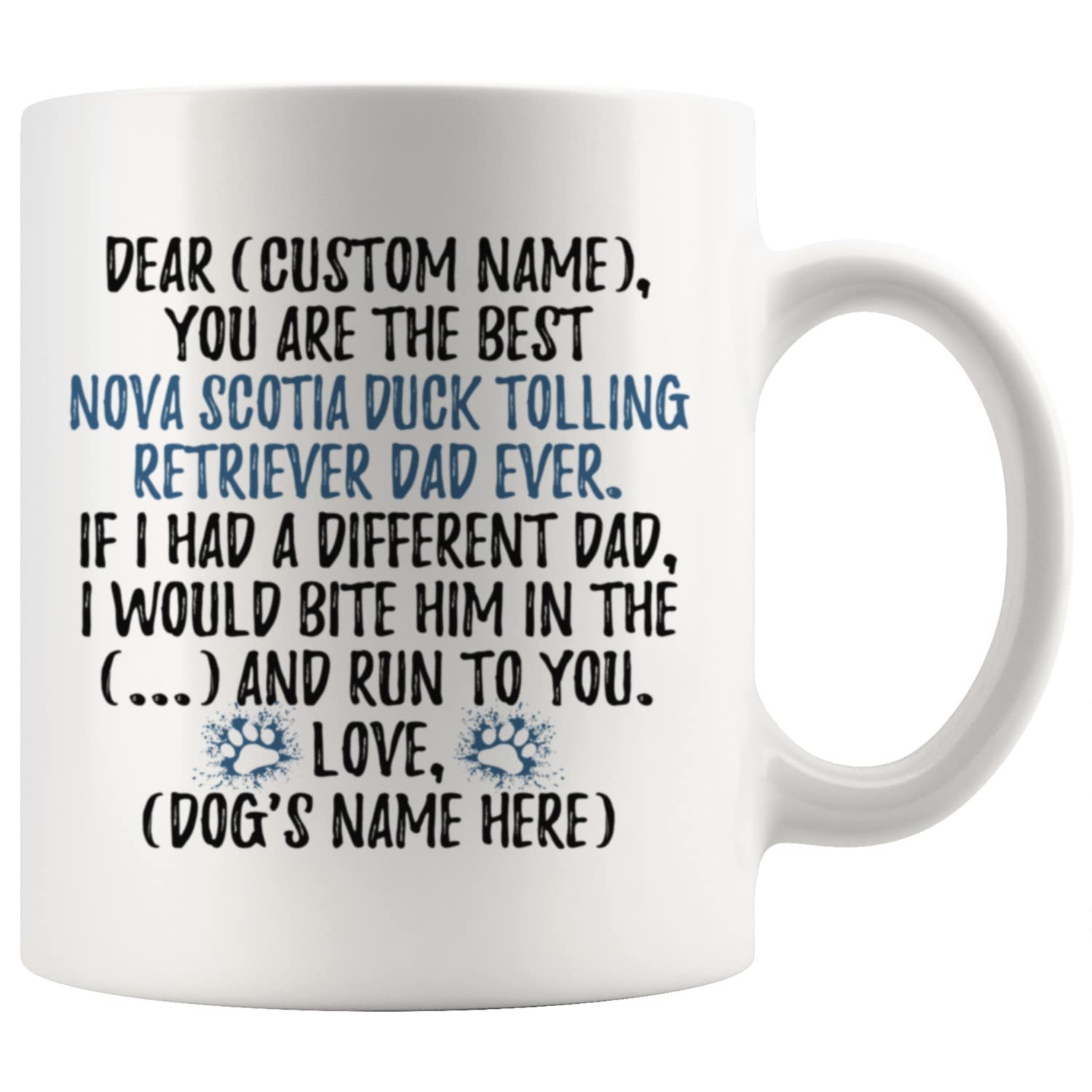 Personalized Nova Scotia Duck Tolling Retriever Dog Dad Coffee Mug - 11oz Custom Toller Dog Owner Gift for Men - Perfect for Dog Lovers, Father's Day & Coffee Enthusiasts - Great for Home, Office & Outdoor Use