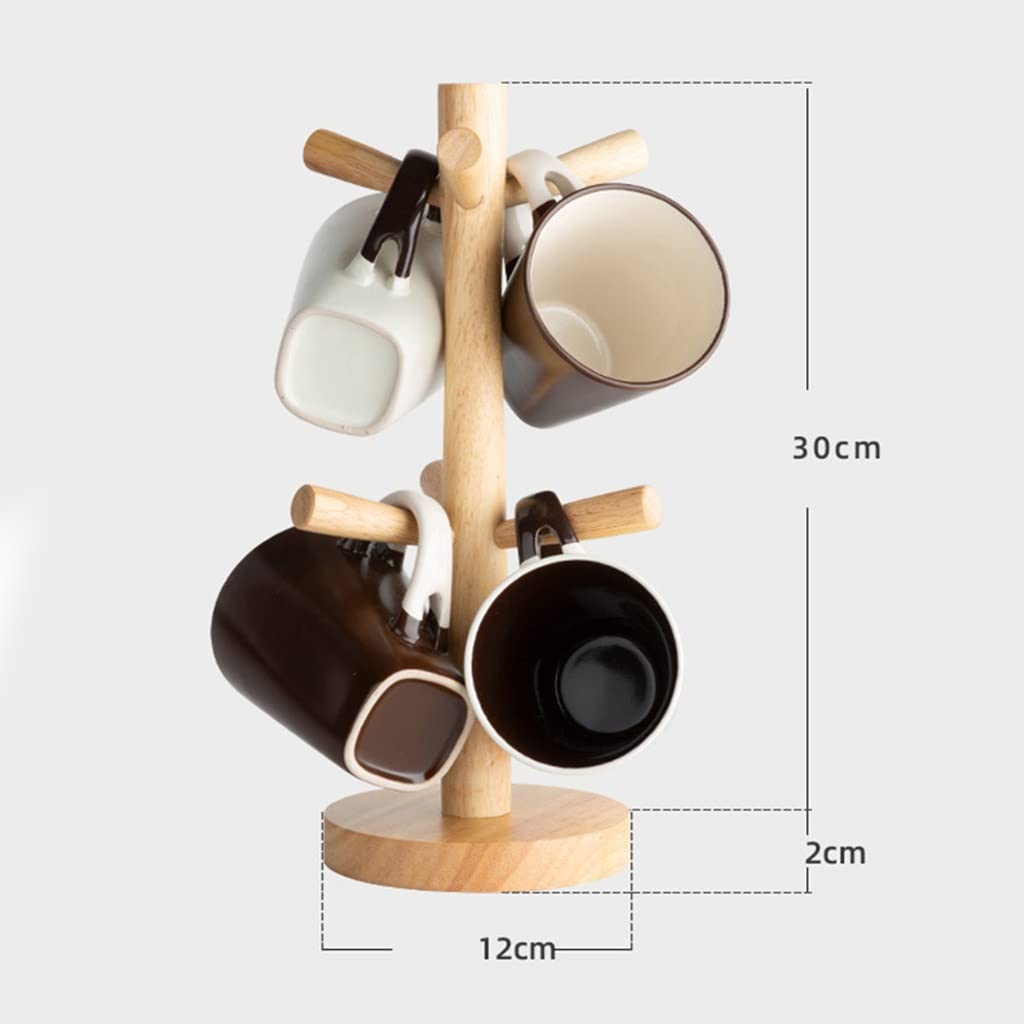 Wooden Cup Holder Stand for Coffee Mugs & Glasses - Countertop Drying Rack with Drain Tray - Multi-Purpose Organizer for Jewelry, Bracelets & Hair Accessories - Perfect for Kitchen, Bathroom & Bedroom Storage