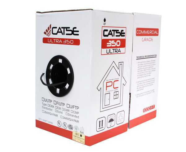 1000FT CAT5E Riser Bulk Ethernet Cable - CMR ETL Certified, Solid Copper UTP 24 AWG for Home & Office Network Installation