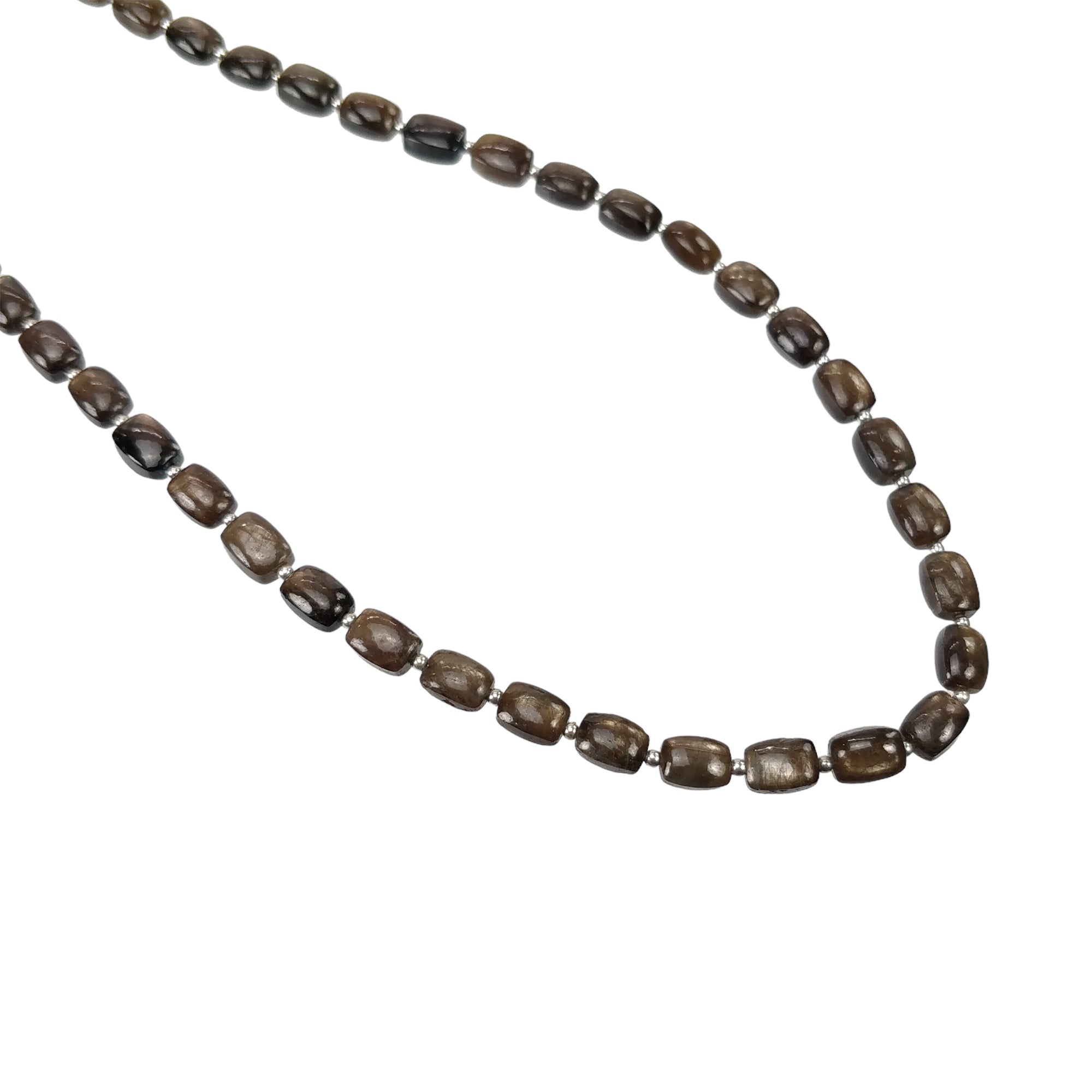 Natural Untreated Golden Brown Chocolate Sapphire Gemstone Necklace - 95.55cts Cushion Cut 925 Sterling Silver Jewelry (7x5mm, 18