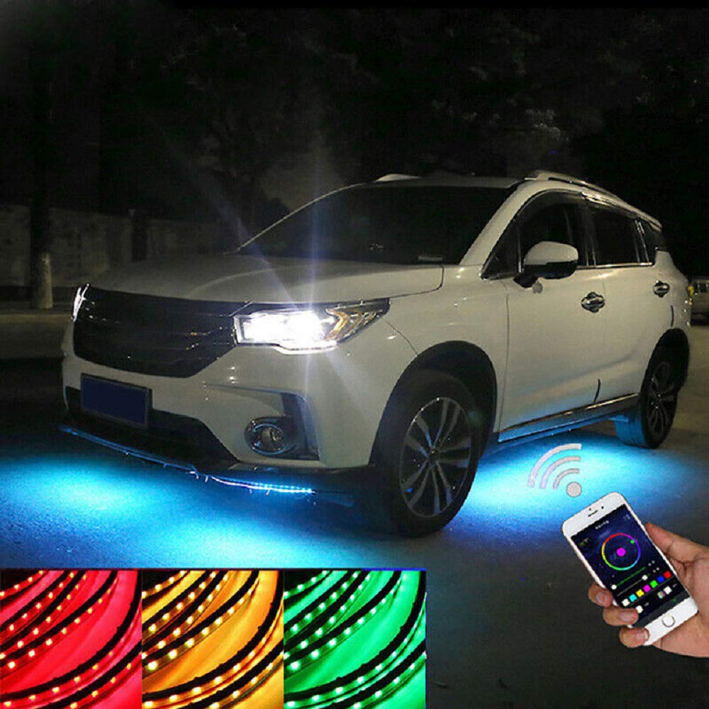 4pcs Car LED Strip Light Kit - APP Control, 2x90cm + 2x120cm Interior & Exterior Atmosphere Lighting for Cars, Trucks, SUVs - Perfect for Night Driving, Car Shows & Custom Vehicle Decoration