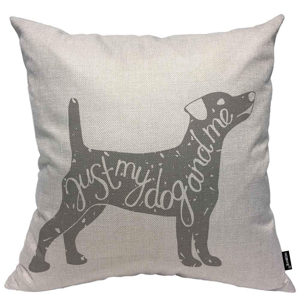 Lonely Dog Throw Pillow Cover 20x20 Inch - Just My Dog and Me Decorative Square Accent Pillow Case for Couch, Bedroom & Living Room