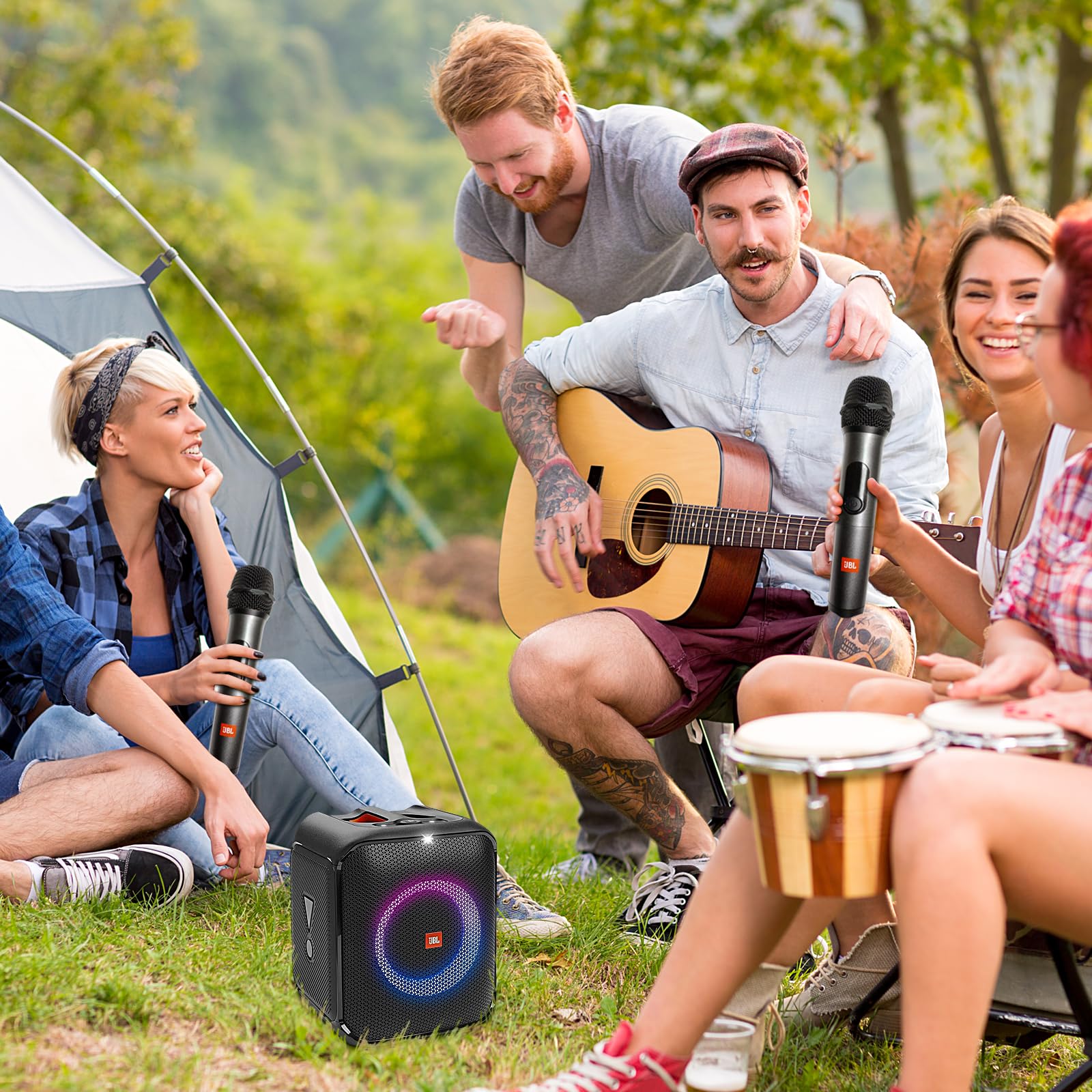 JBL Wireless Microphone Case - Travel Bag for Dual Handheld Mics, Receivers, Adapters & AA Batteries | Portable Storage for Karaoke, Singing & Live Performances | Durable Black Protective Box