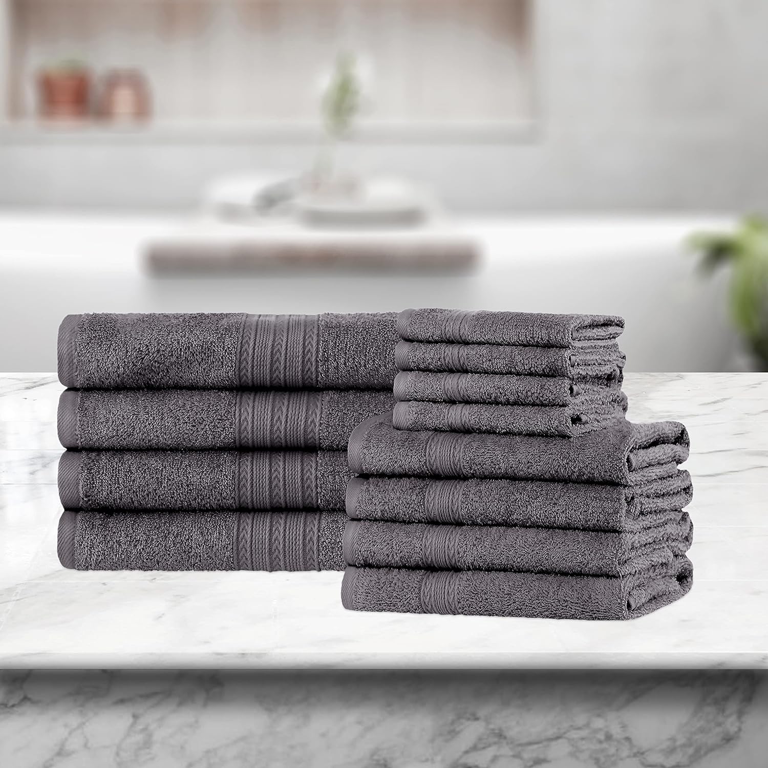 Premium 12-Piece Organic Cotton Towel Set | Soft, Eco-Friendly & Absorbent Bath Towels for Spa, Gym & Home Use