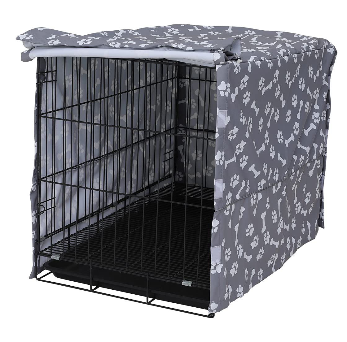 Durable Dog Crate Cover for 36-Inch Wire Crates - Easy On/Off Adjustable Kennel Cover (Sky Gray) - Perfect for Home, Travel & Stress Relief
