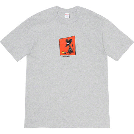 Supreme Mouse Graphic T-Shirt for Men - Soft Cotton Grey Tee - Casual Streetwear for Everyday Wear & Urban Fashion