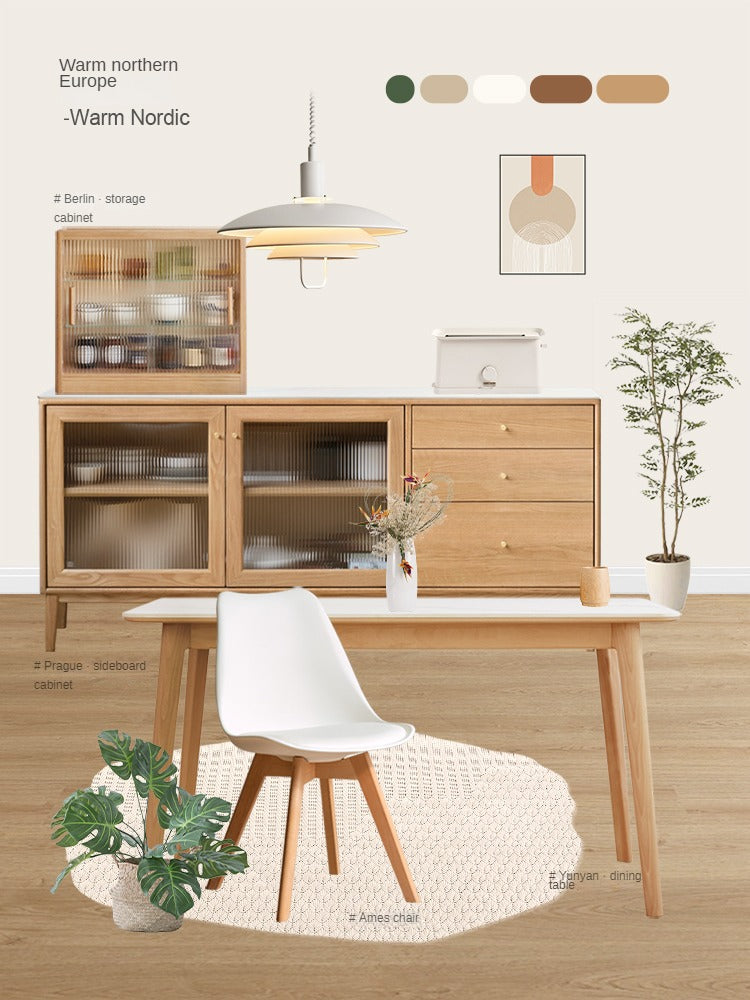 Premium Solid Wood Eames Dining Chairs Set of 4 - Beech & Oak Mid-Century Modern Style - Perfect for Dining Room, Kitchen, Office or Lounge Area