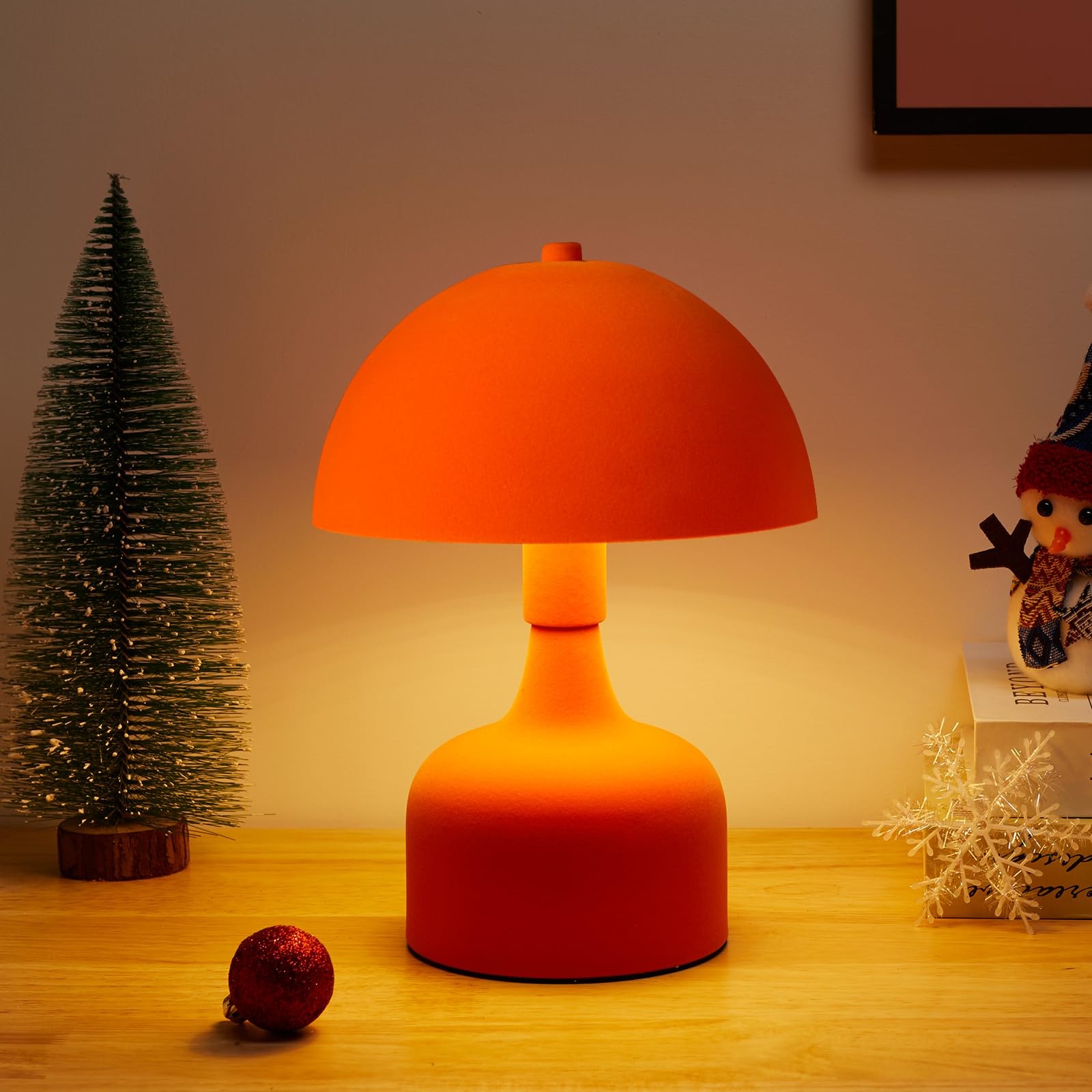 Vintage Mushroom Lamp - Modern Bedside Table Lamp for Bedroom, Retro Nightstand Lighting with Button Control, Perfect Gift for Home Decor (Orange) - Ideal for Bedrooms, Living Rooms, and Cozy Spaces
