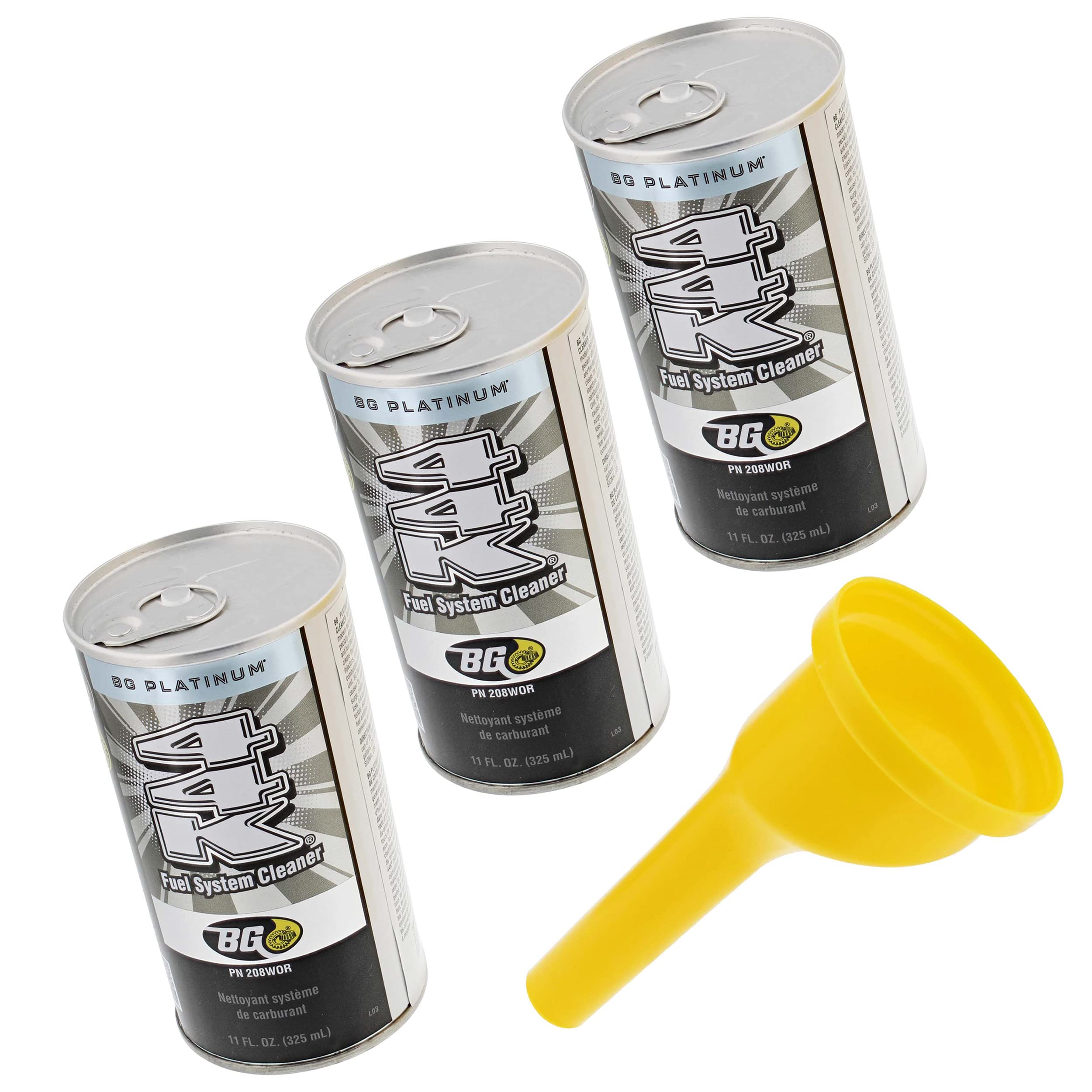 3 Pack BG 44K Fuel System Cleaner with Funnel - Professional Engine Treatment for Cars, Trucks & SUVs - Improves Performance & Gas Mileage - Ideal for Regular Maintenance & High Mileage Vehicles