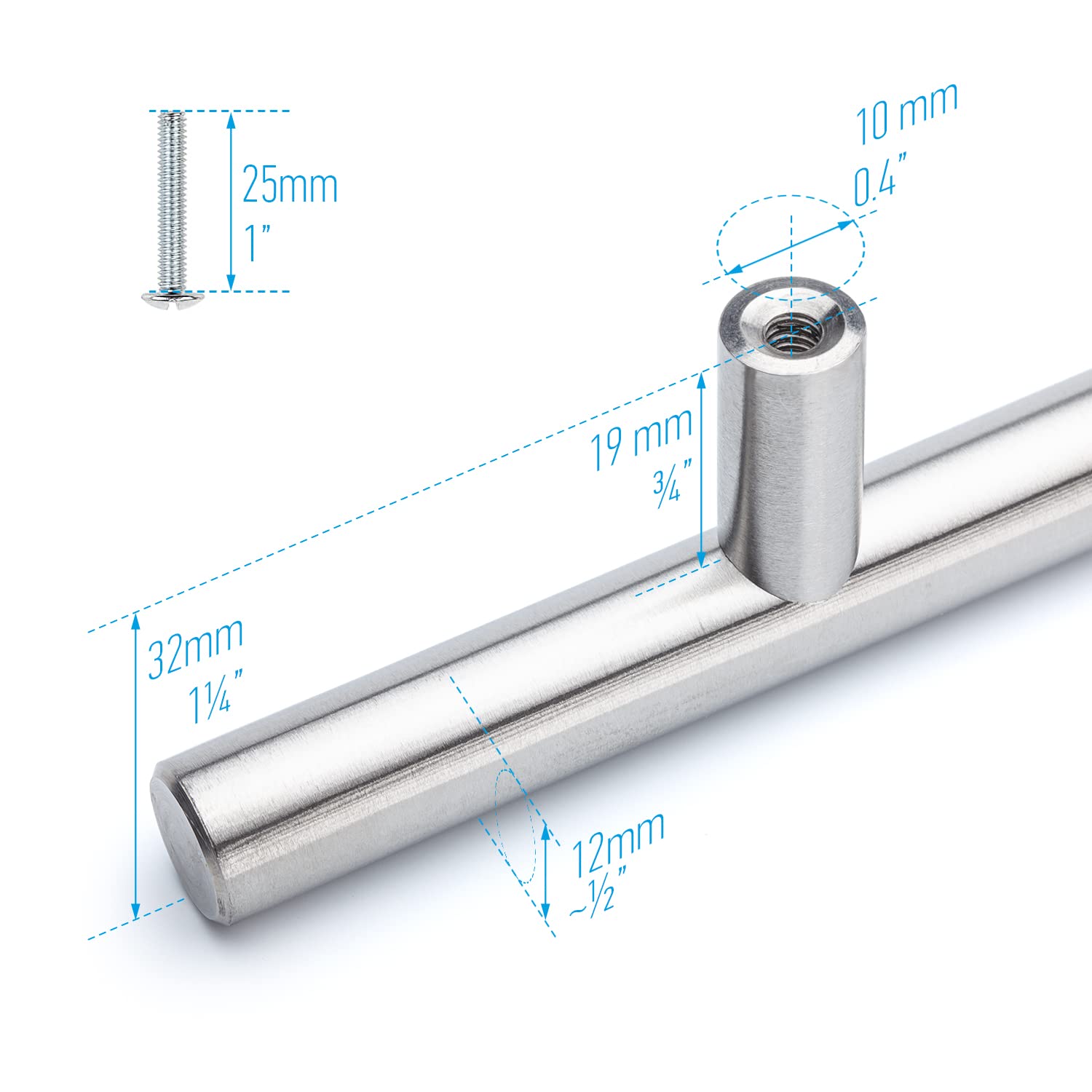 Premium Pandora Solid Stainless Steel Bar Pull Handle - 10