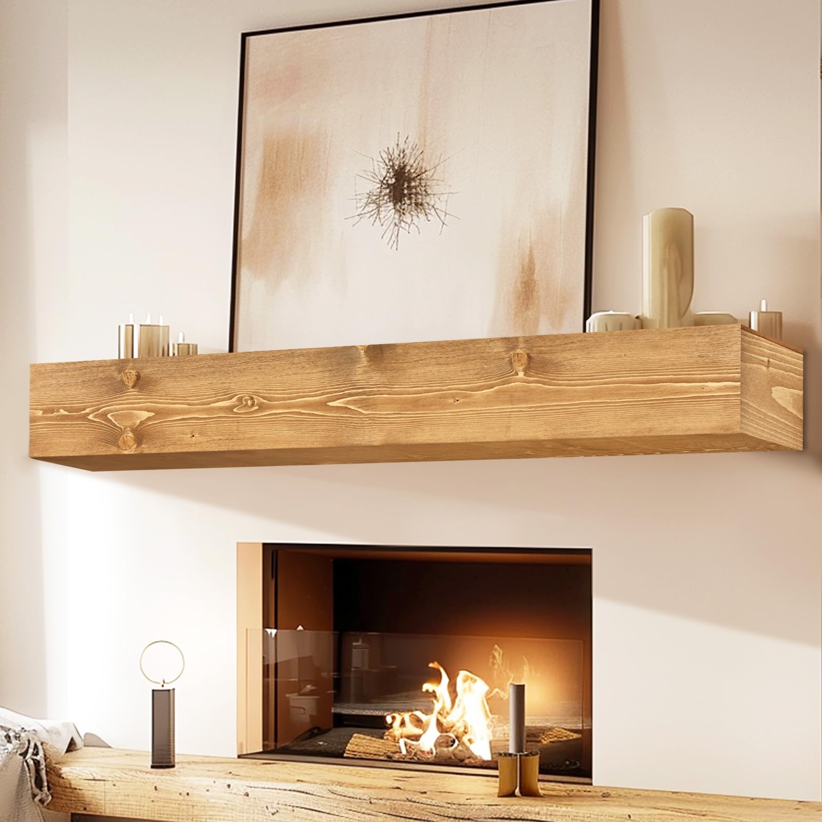 Handmade 60-Inch Rustic Wood Floating Shelf - 6