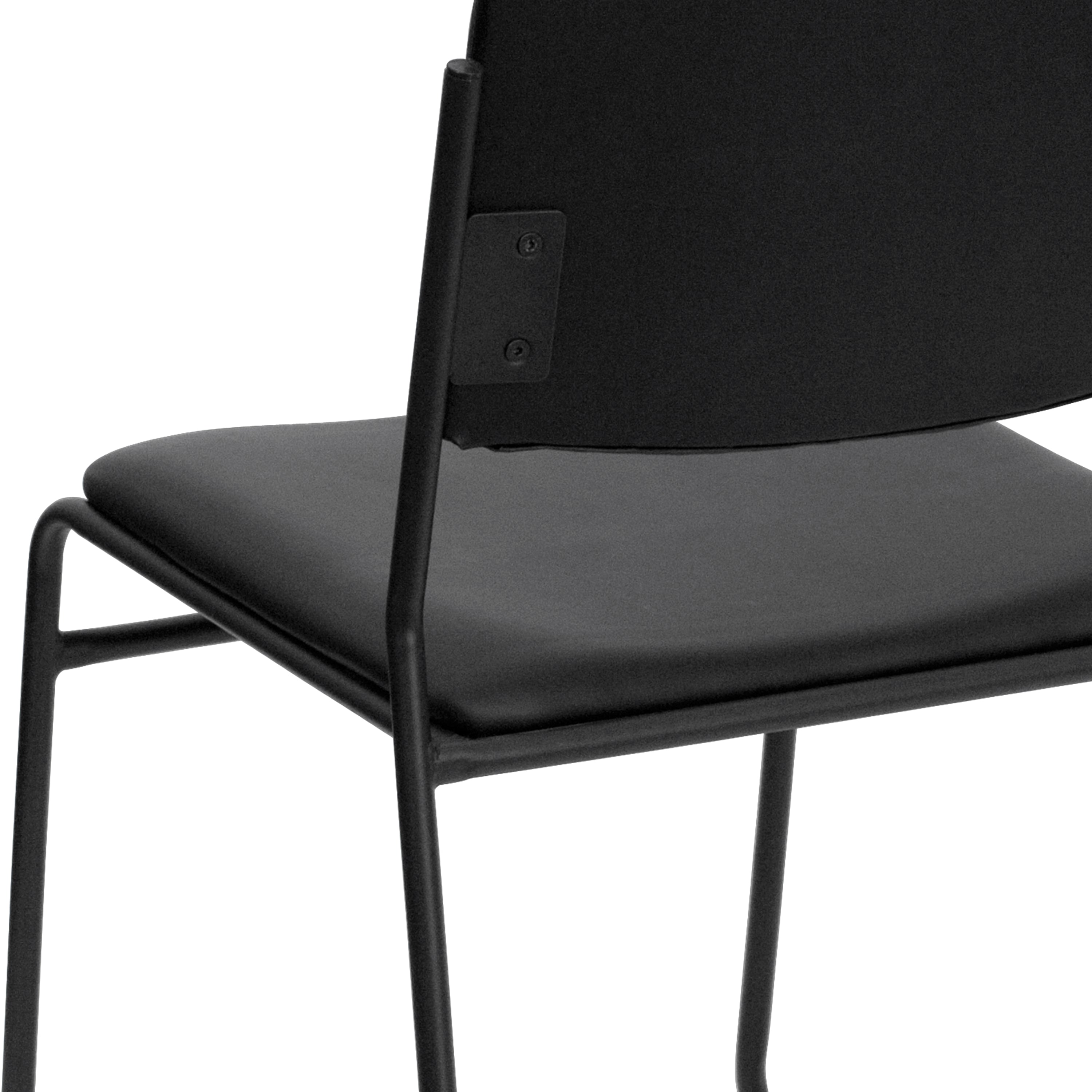 FLASH HERCULES Series 500 lb Capacity Heavy Duty Stacking Chairs - Commercial Grade Black Vinyl Sled Base Chairs for Restaurants, Events & Office Use