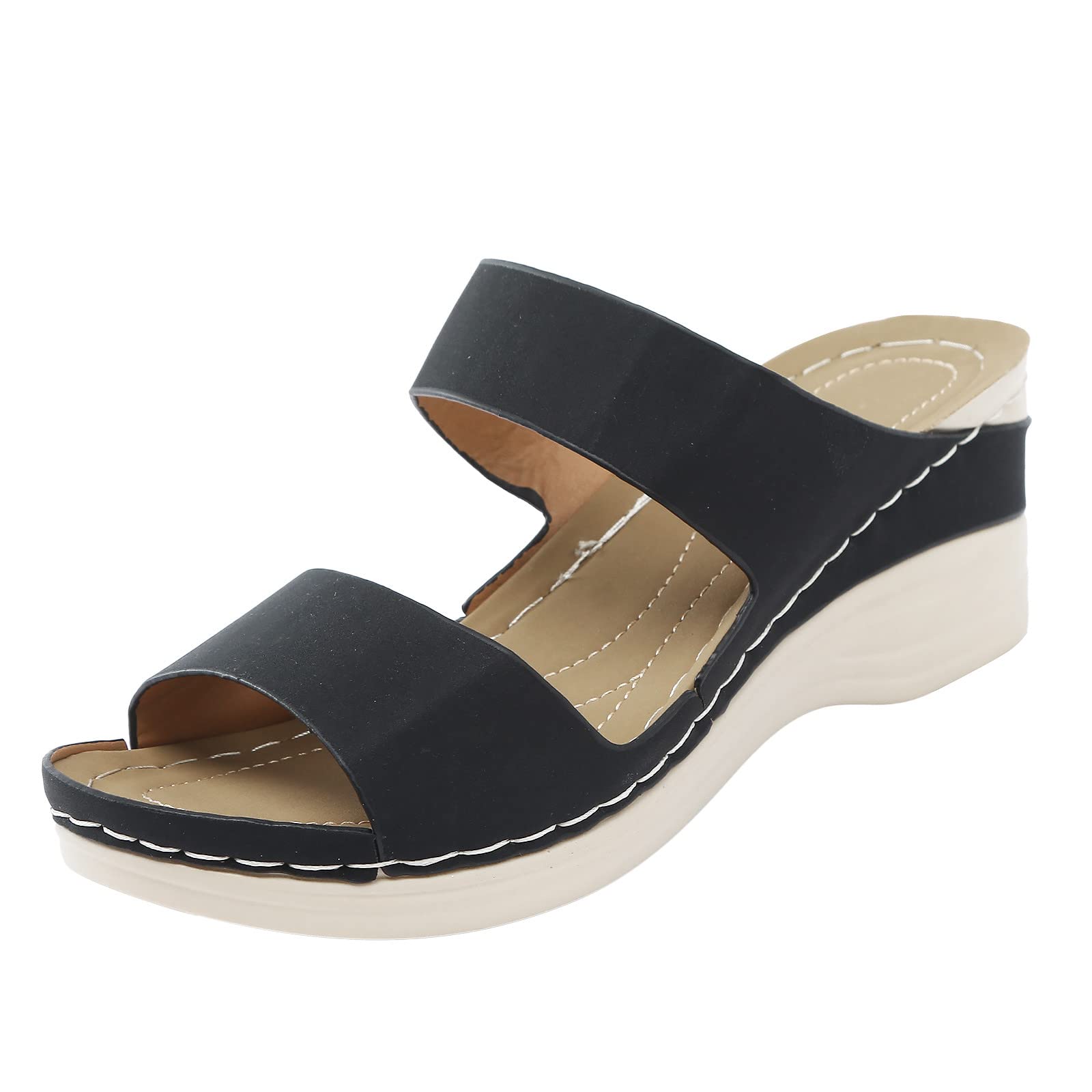 Masbird Women's Wedge Sandals - Slip On Dressy Slides with Arch Support for Outdoor & Casual Wear - Perfect for Beach, Vacation, and Everyday Comfort