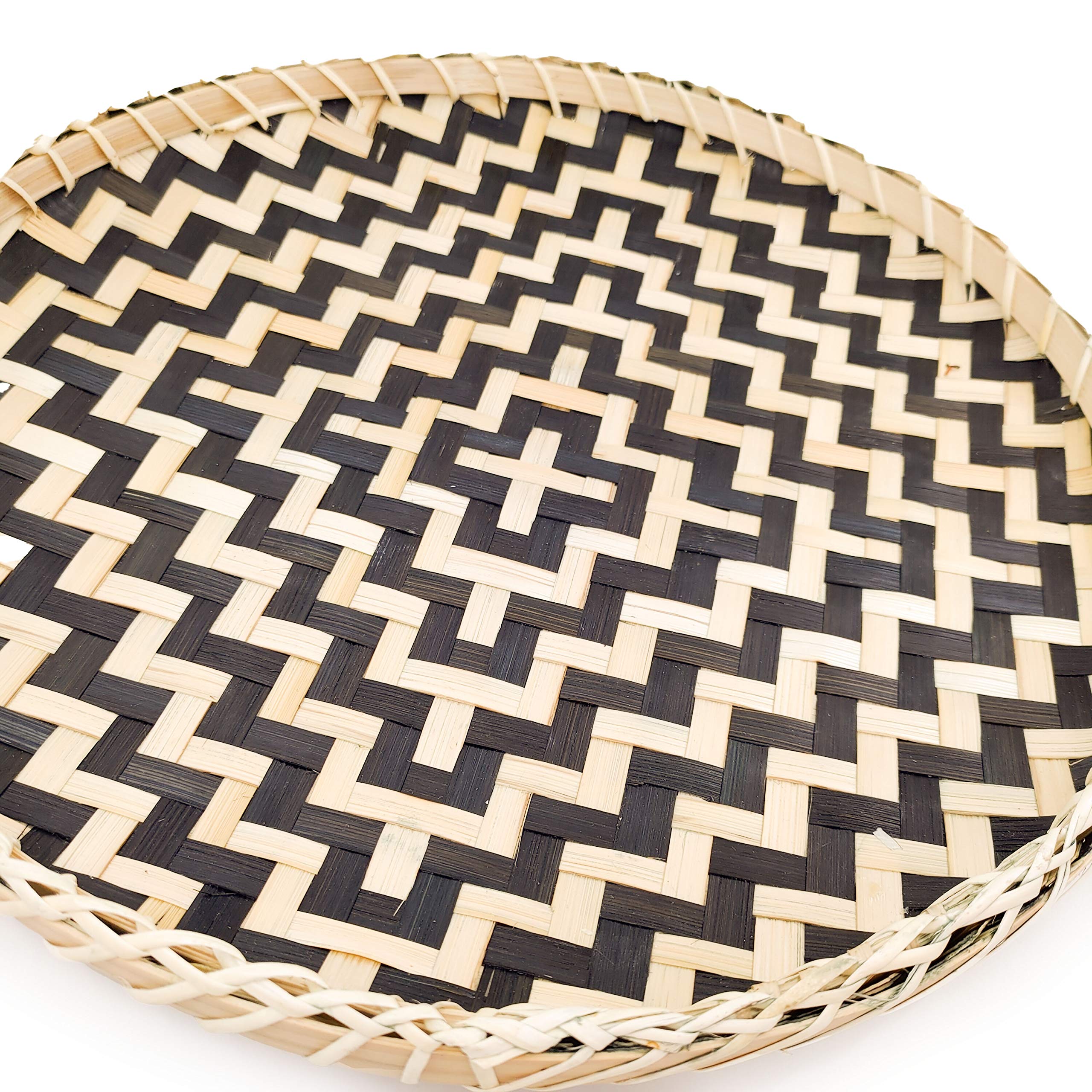 Elegant Round Decorative Serving Tray - 13.8 Inch Black Square Cross Design - Perfect for Snacks, Appetizers, and Party Serving - Ideal for Home, Kitchen, and Entertaining