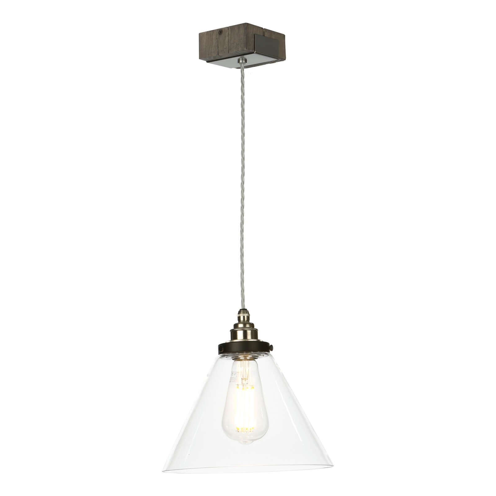 Aspen Single Pendant Light - Silver Birch Finish with Hand-Painted Wood Effect & Glass Shade | Perfect for Bedroom, Living Room, and Dining Room Lighting