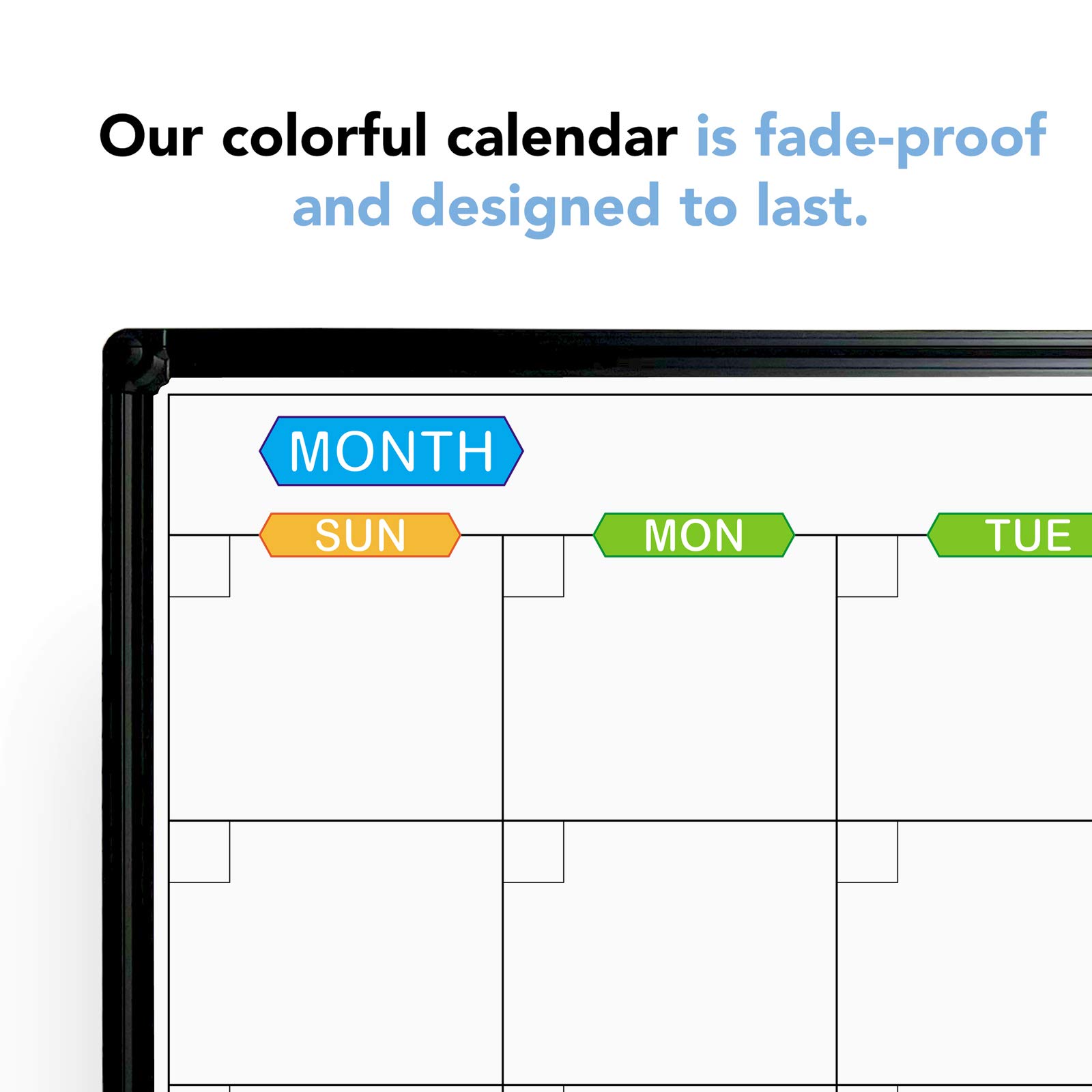 JILoffice 48 x 36 Inch Magnetic Dry Erase Calendar Whiteboard - Monthly Planner with Black Aluminum Frame for Office, Home & School - Perfect for Scheduling, Meetings & Classroom Organization
