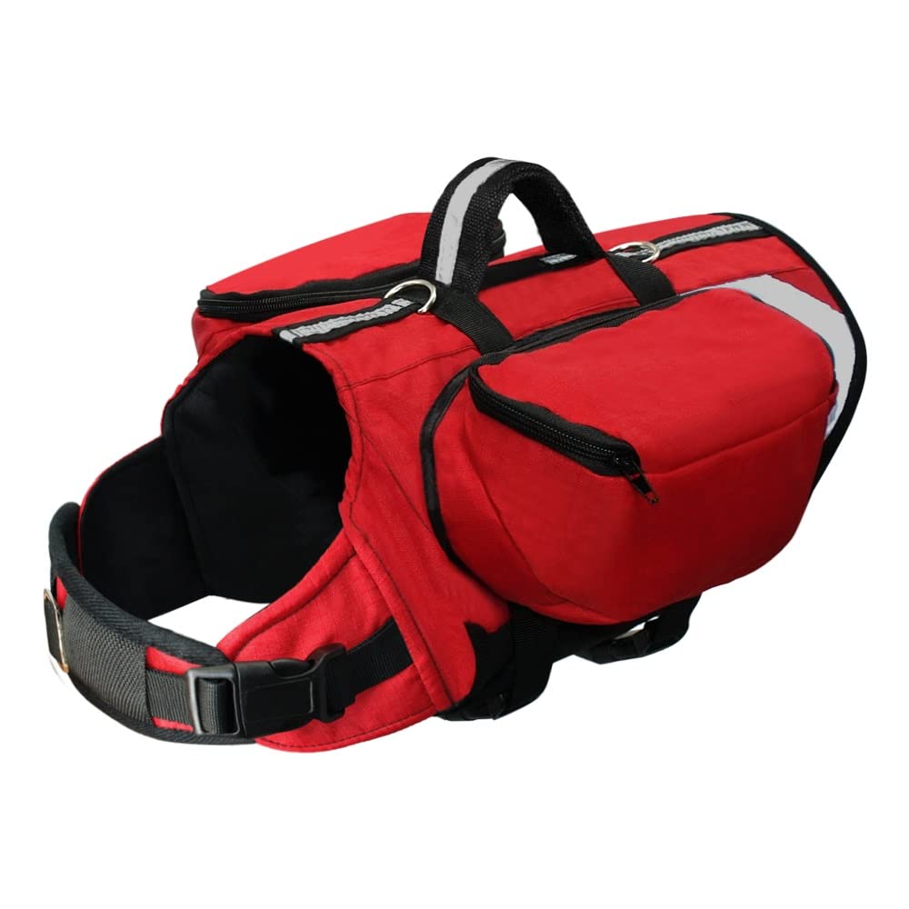 DSFEOIGY Dog Backpack Harness for Medium & Large Dogs - Adjustable Pet Hound Vest with Saddle Bags for Outdoor Adventures, Hiking, Camping & Travel - Perfect for Daily Walks, Dog Parks & Outdoor Exploration