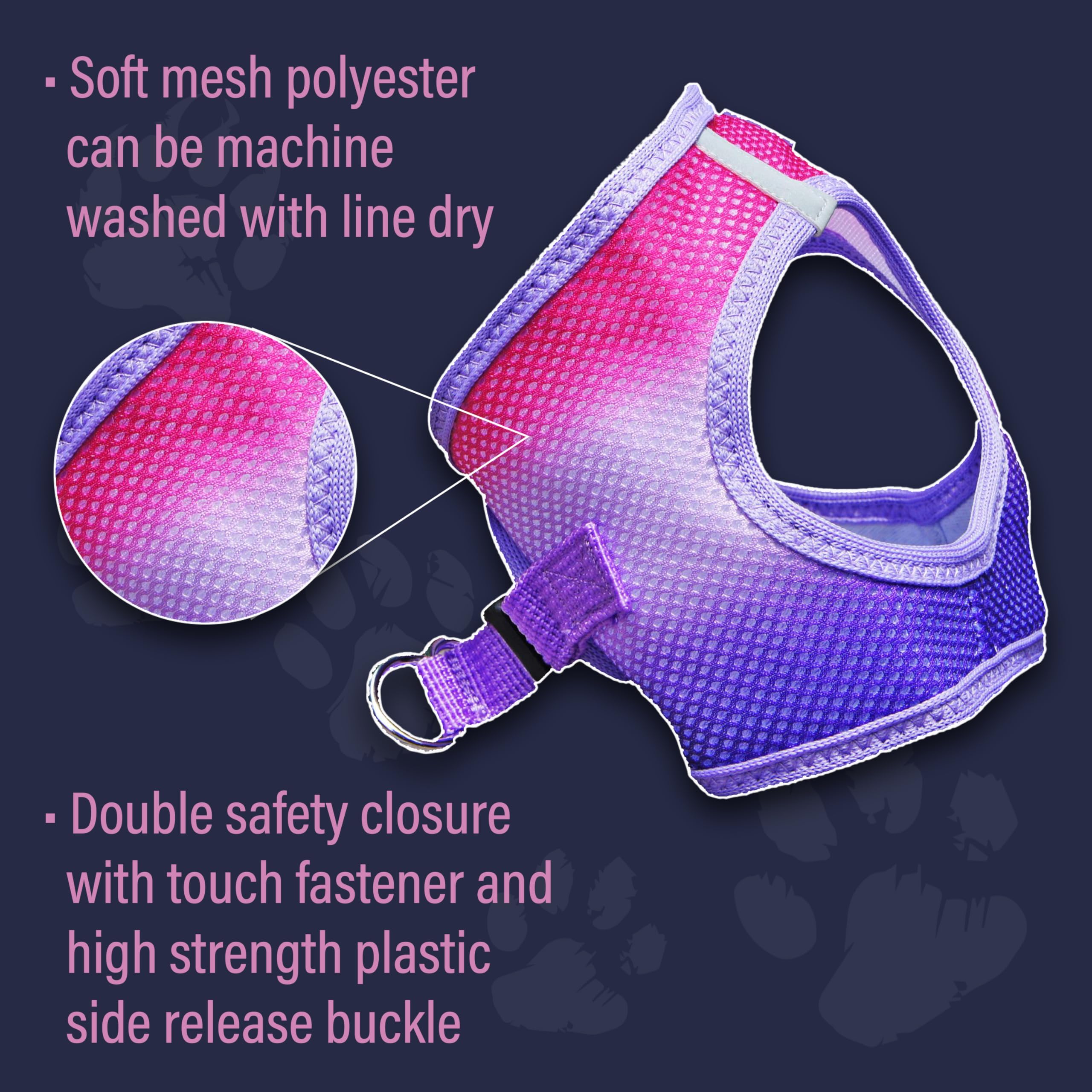 Doggie Design No Choke Dog Harness - Breathable Mesh Polyester Pet Vest, Easy Step-in Design for Small Medium Large Dogs - Raspberry Sundae Color | Perfect for Walking, Training & Outdoor Adventures
