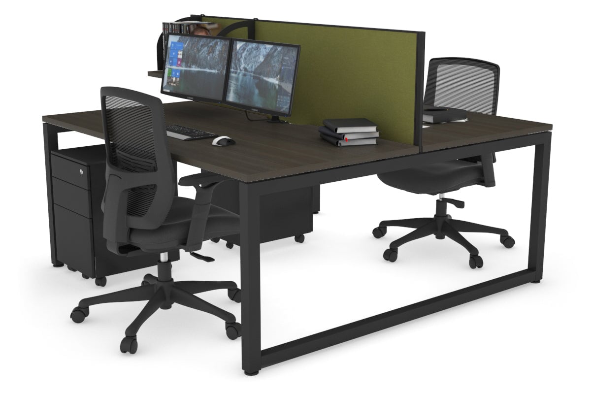 Quadro Loop Legs 2 Person Office Workstation Desk - 1400L x 800W with Cable Management Scallop | Modern Shared Workspace Solution for Home & Office