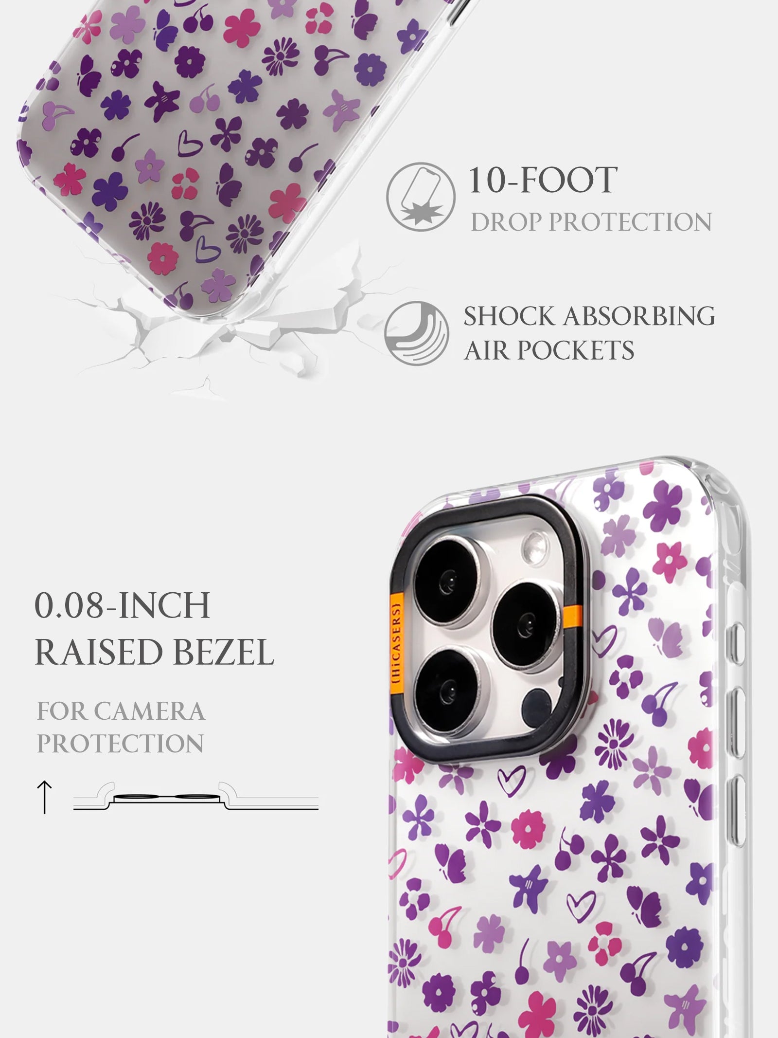 Floral Print Phone Case for iPhone & Samsung - Elegant Violet Flower Design - Perfect for Everyday Use, Gifts & Special Occasions