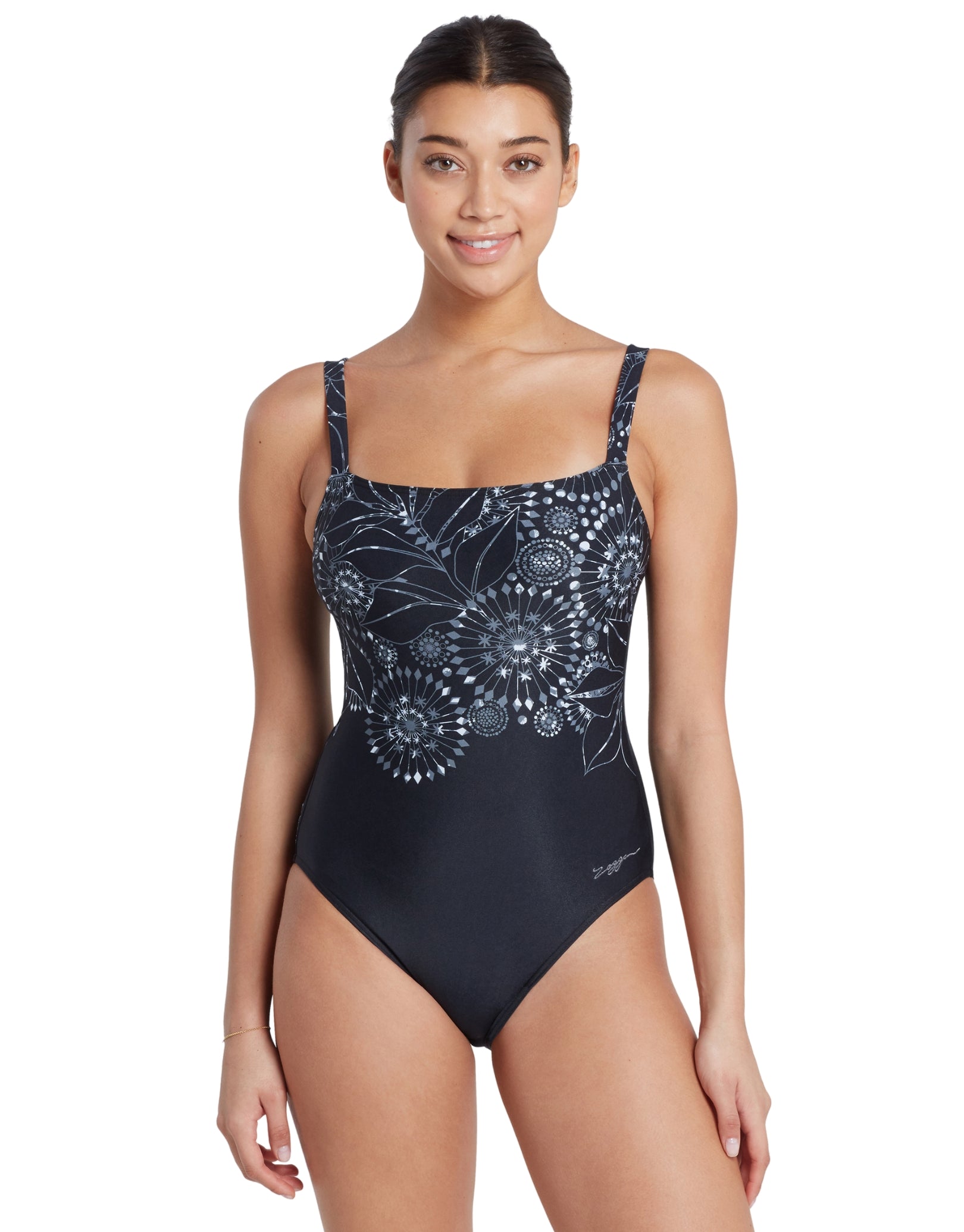 Stellar Adjustable Classicback Swimsuit for Women - Black & White Two-Tone Swimwear - Perfect for Beach Vacations, Pool Parties & Summer Getaways