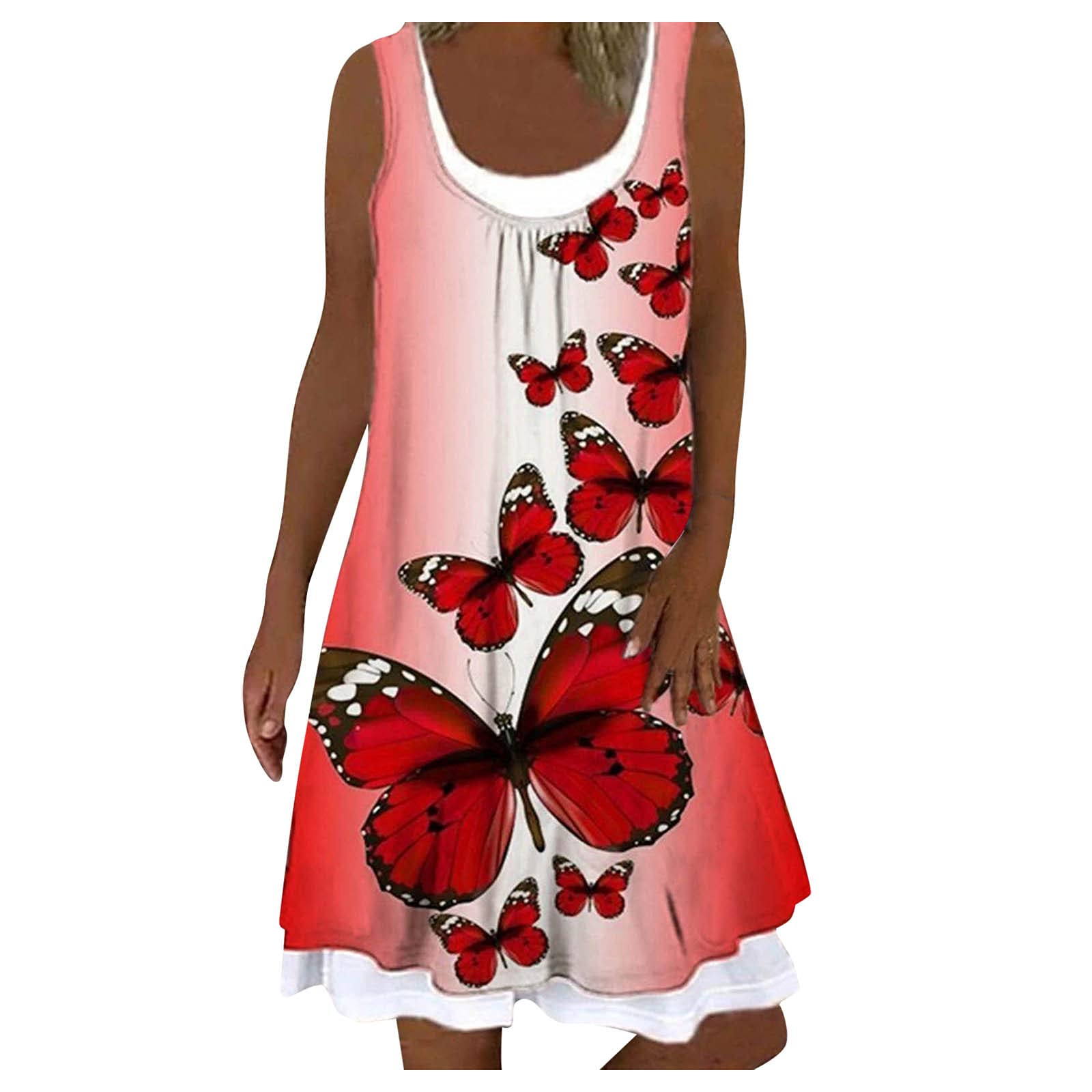 ORT Summer Dresses for Petite Women - Casual Boho Sleeveless Bandage Dress in Petite Plus Size Loose Fit | Perfect for Beach Vacations, Summer Parties & Casual Outings