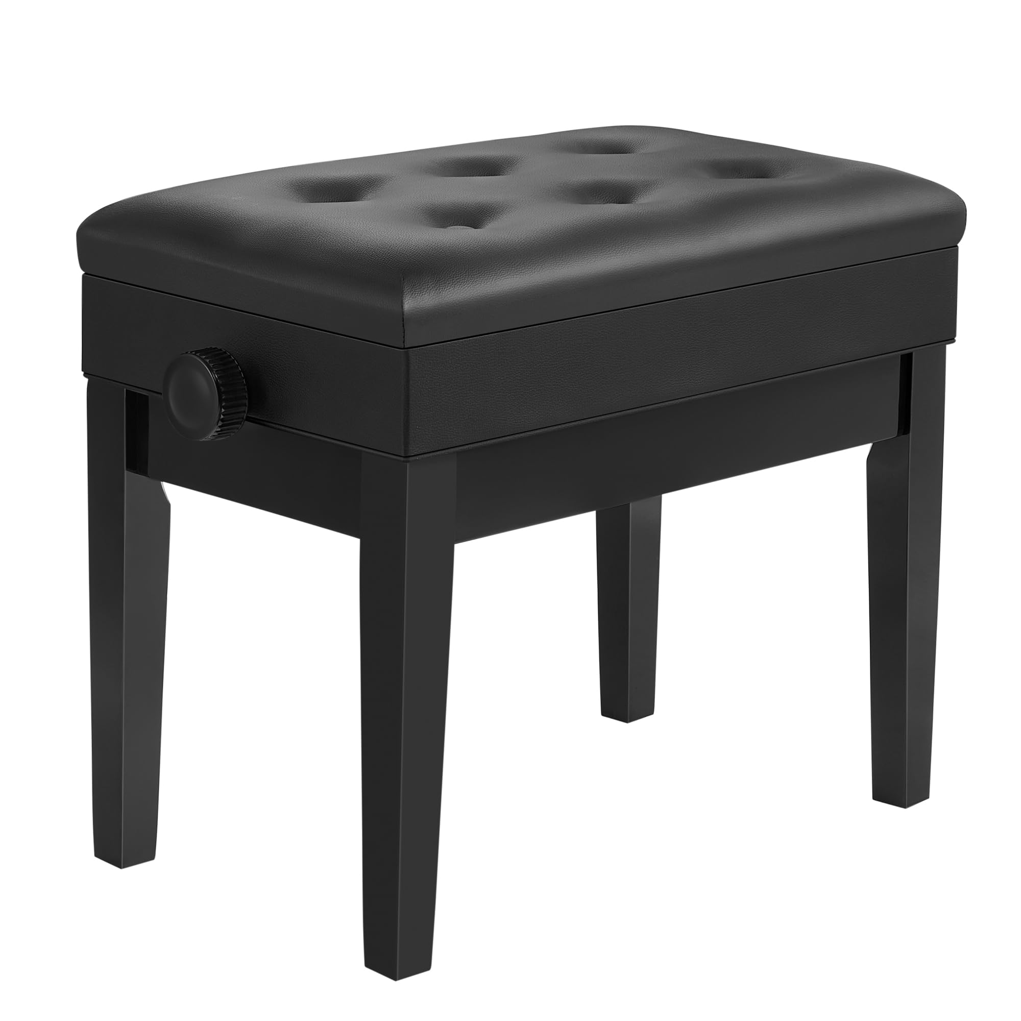 SONGMICS Adjustable Wooden Piano Bench Stool with Sheet Music Storage - Black ULPB57H | Comfortable Piano Seat for Home, Studio & Practice | Perfect for Pianists, Keyboard Players & Music Lovers
