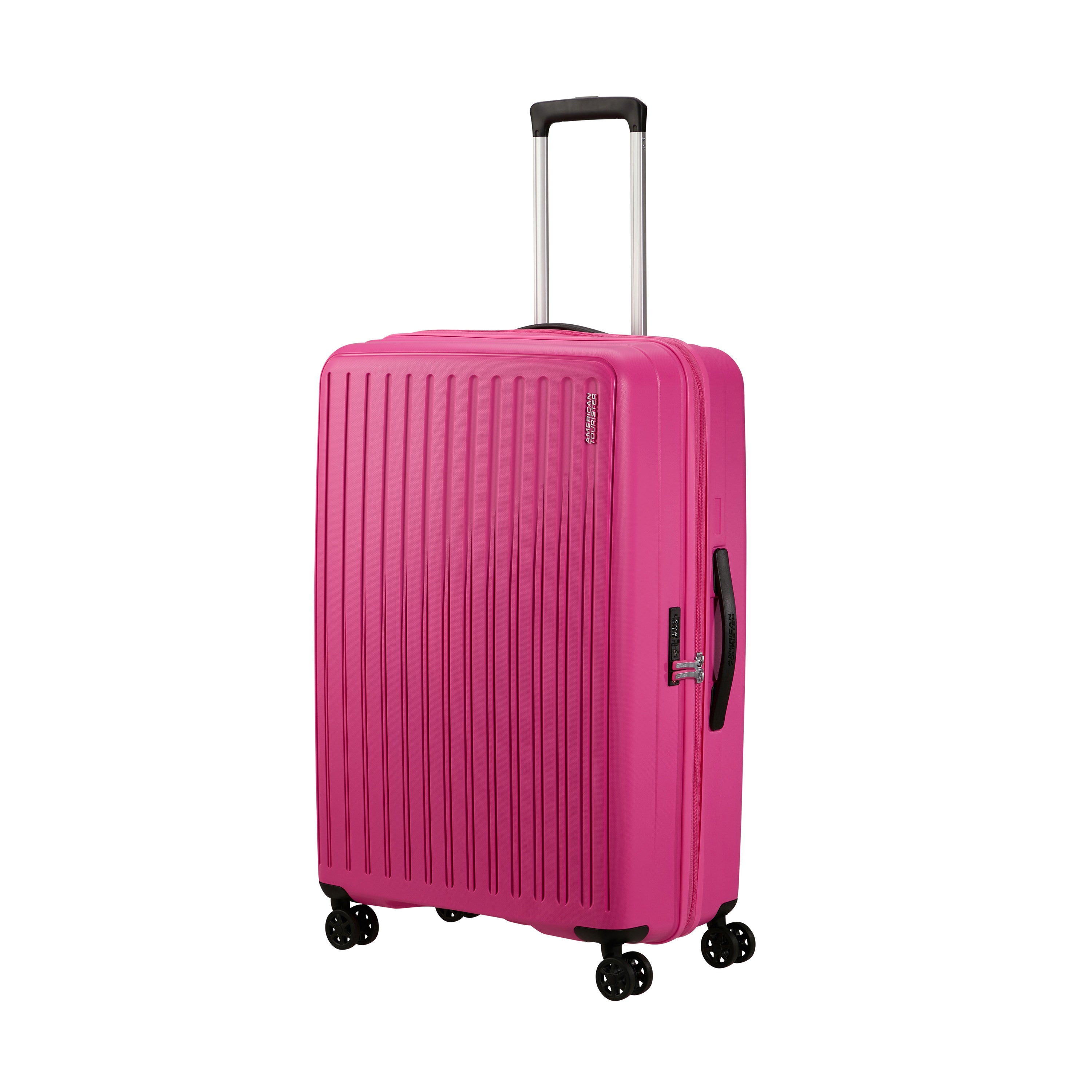 American Tourister Rejoy Spinner Expandable 3-Piece Luggage Set - Lightweight Hardshell Suitcase with 360° Wheels for Travel, Business & Vacation (Black)