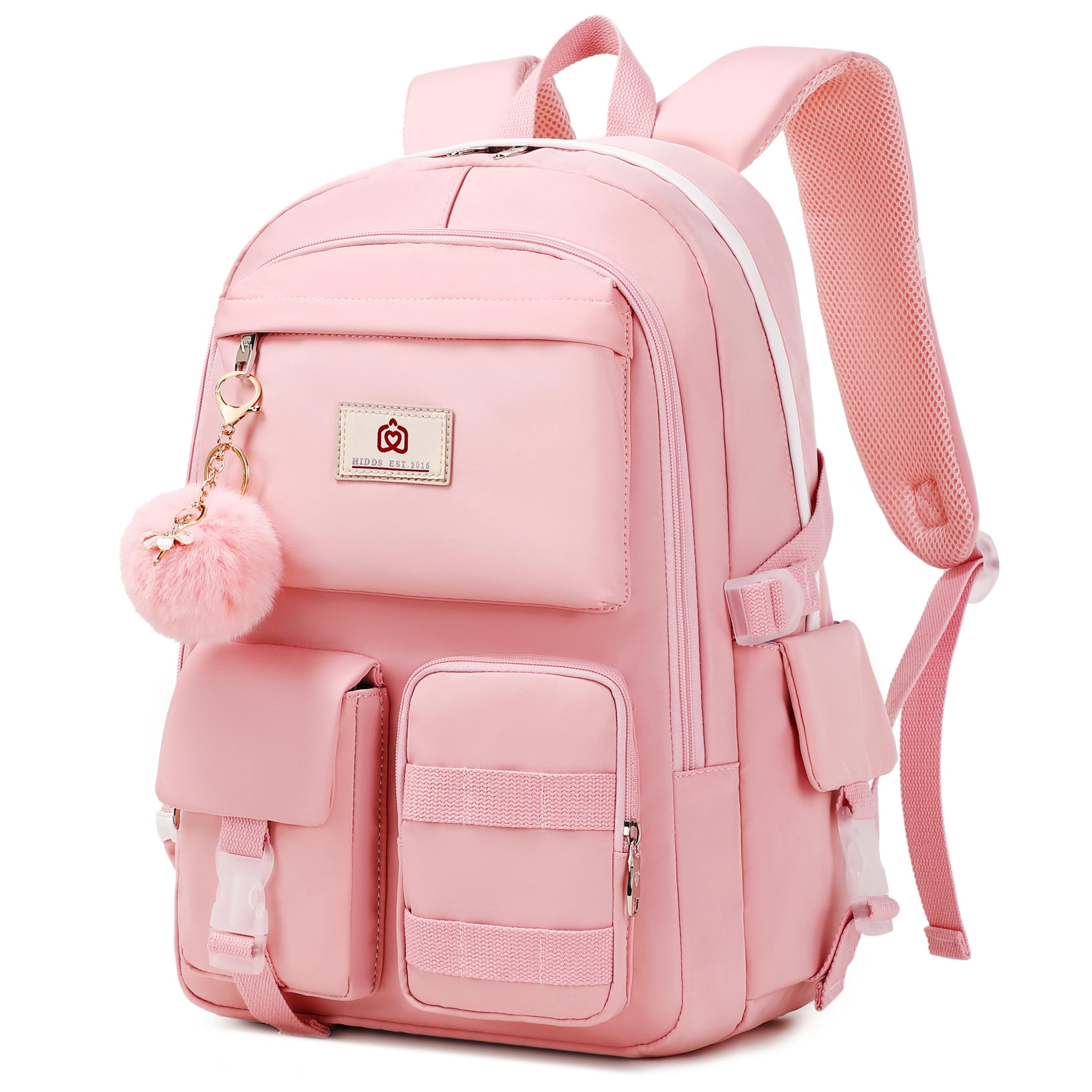 Stylish Pink Anti-Theft Laptop Backpack for Women & Girls - 15.6 Inch College Bookbag with USB Charging Port, School Backpack for Teens, Elementary Students - Perfect for School, Travel & Daily Commute