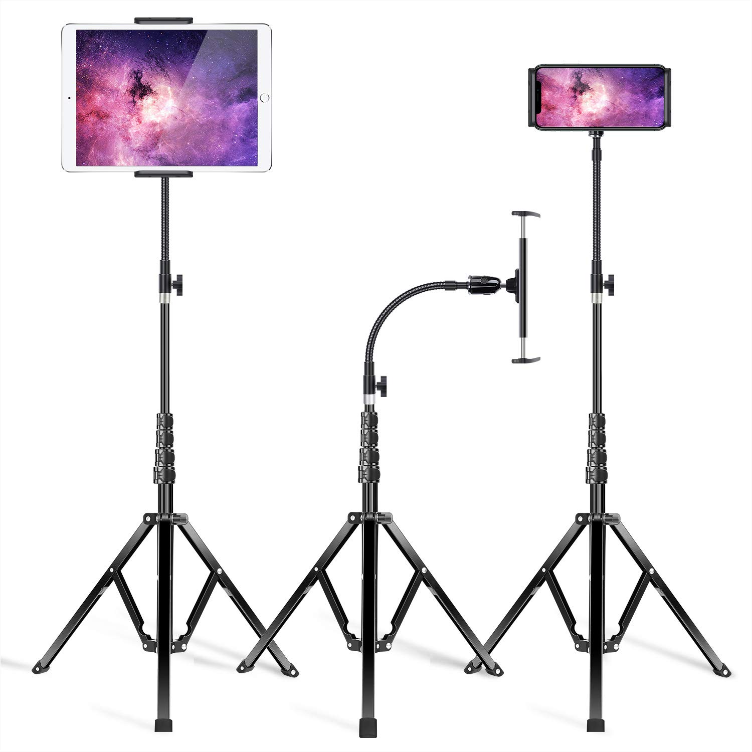 Elitehood Heavy Duty Aluminum iPad Tripod Stand - Adjustable 72